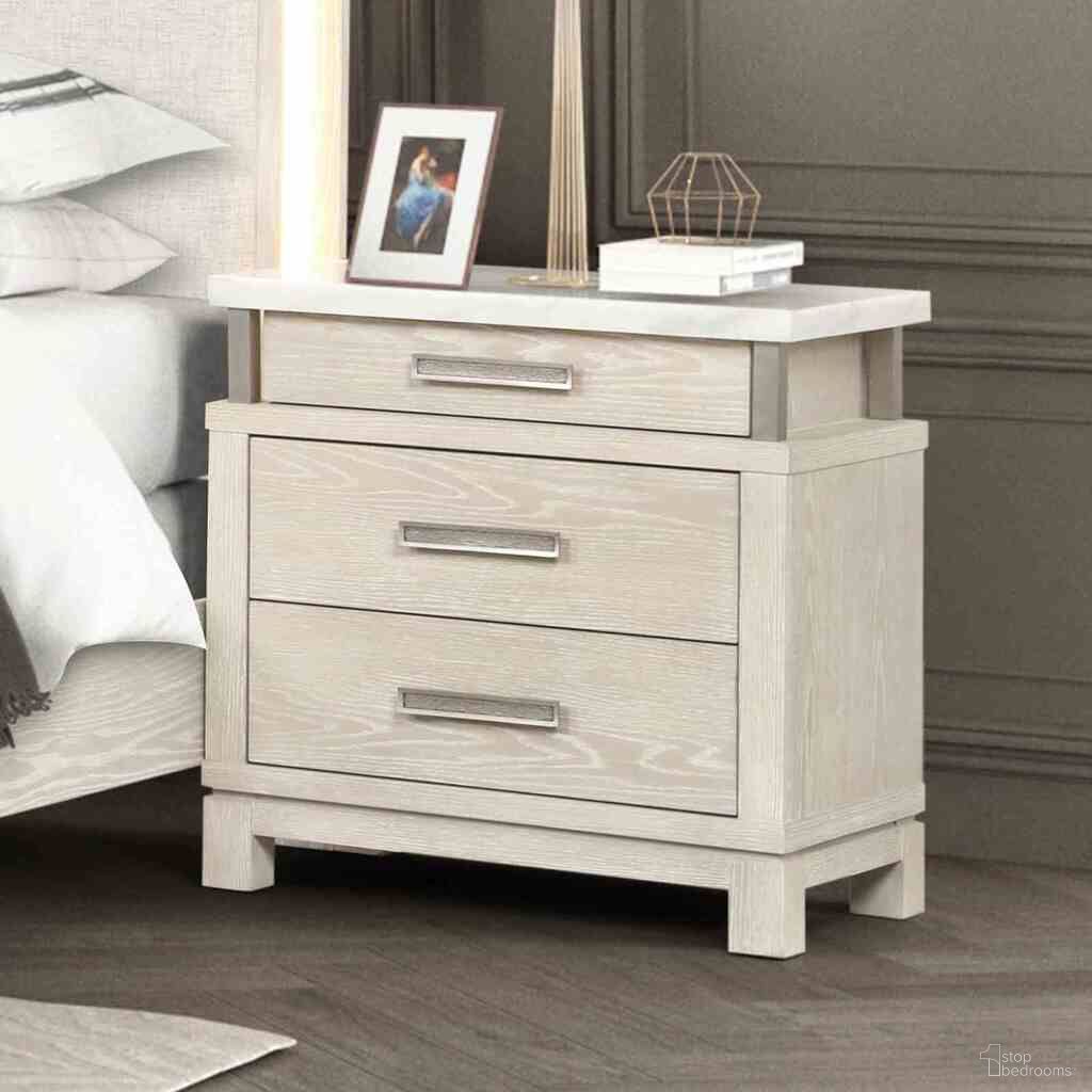 The appearance of Lafayette Nightstand with Marble Top In Weathered Gray designed by Furniture of America in the transitional interior design. This weathered gray piece of furniture was selected by 1StopBedrooms from Lafayette Collection to add a touch of cosiness and style into your home. Sku: FM71501GY-N. Material: Solid Rubberwood.