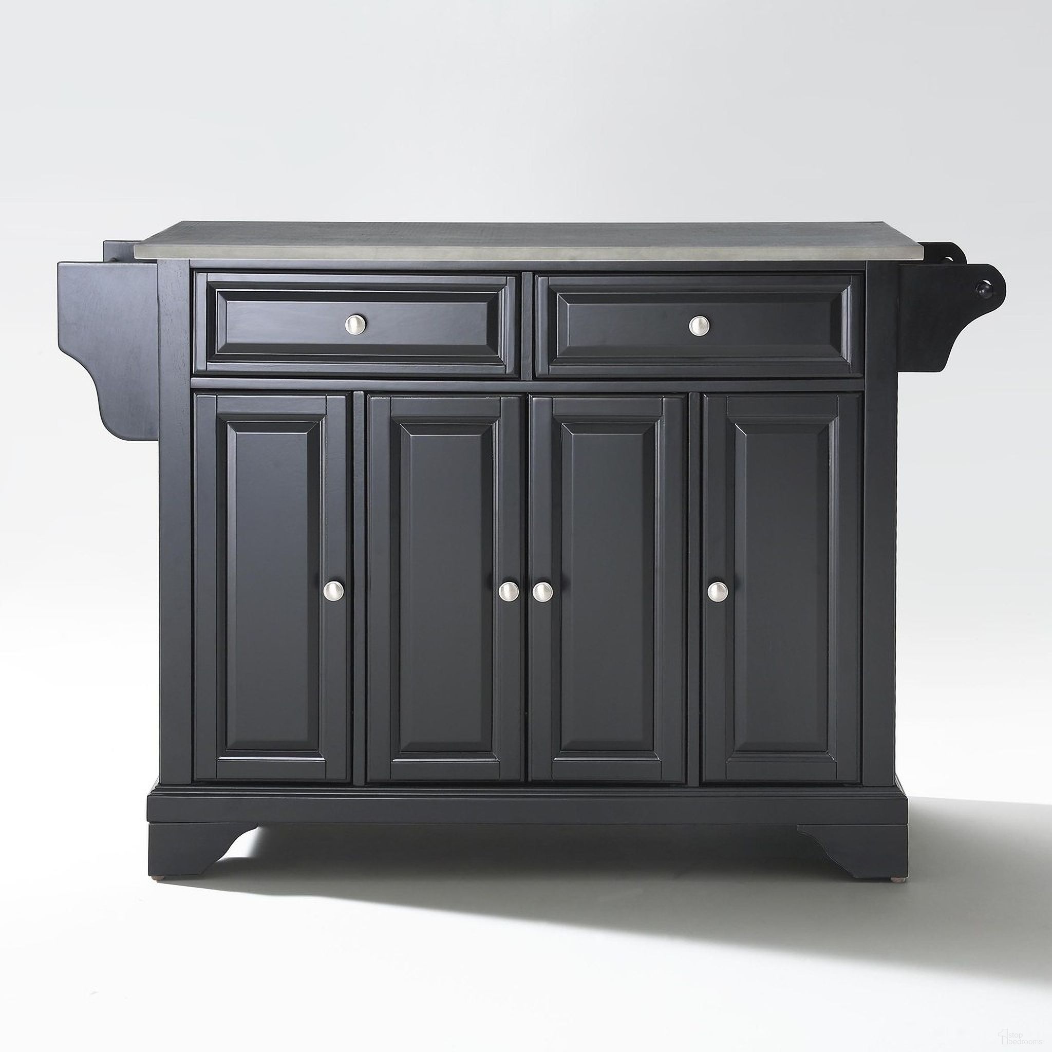 The appearance of Lafayette Stainless Steel Top Full Size Kitchen Island/Cart In Black designed by Crosley Brands in the traditional interior design. This black and stainless steel piece of furniture  was selected by 1StopBedrooms from Lafayette Collection to add a touch of cosiness and style into your home. Sku: CF3001-BK;CF0302-SS;CF0102-BK. Material: Stainless Steel.