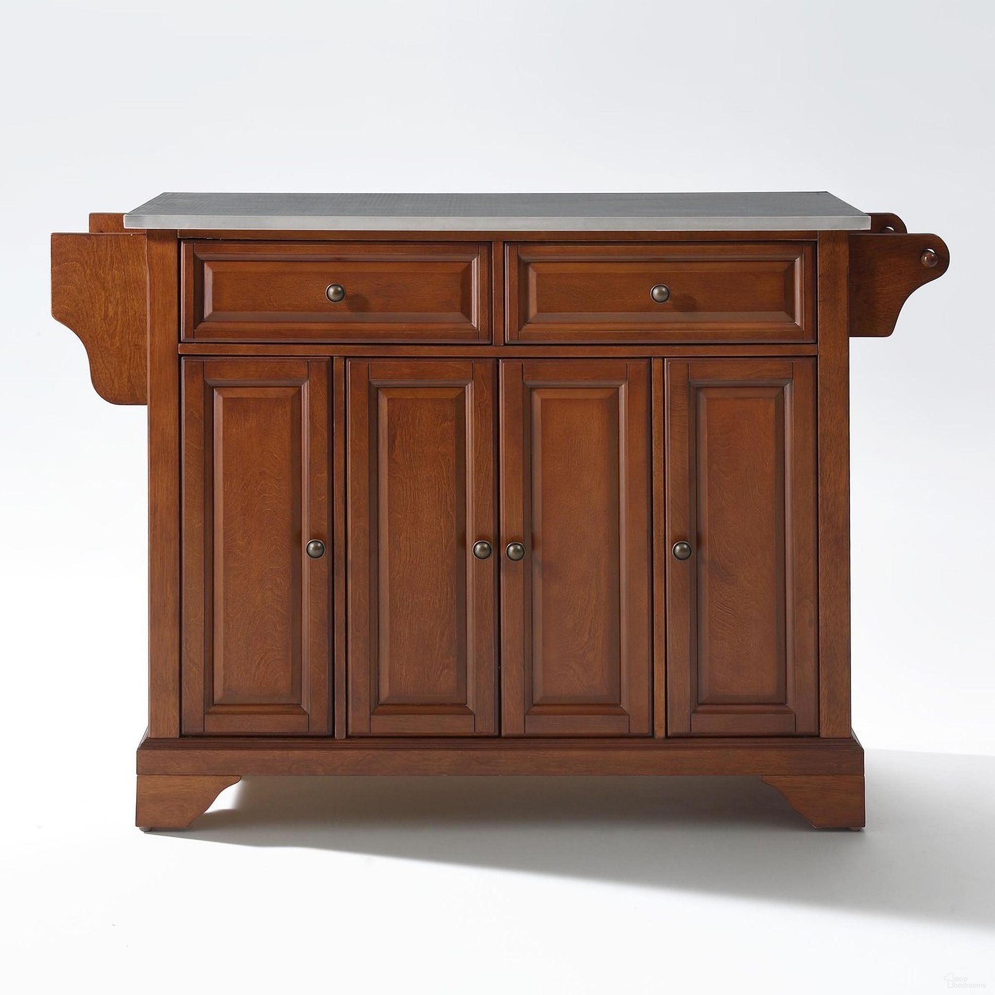 The appearance of Lafayette Stainless Steel Top Full Size Kitchen Island/Cart In Cherry designed by Crosley Brands in the traditional interior design. This cherry and stainless steel piece of furniture was selected by 1StopBedrooms from Lafayette Collection to add a touch of cosiness and style into your home. Sku: CF3001-CH;CF0302-SS;CF0102-CH. Material: Stainless Steel.