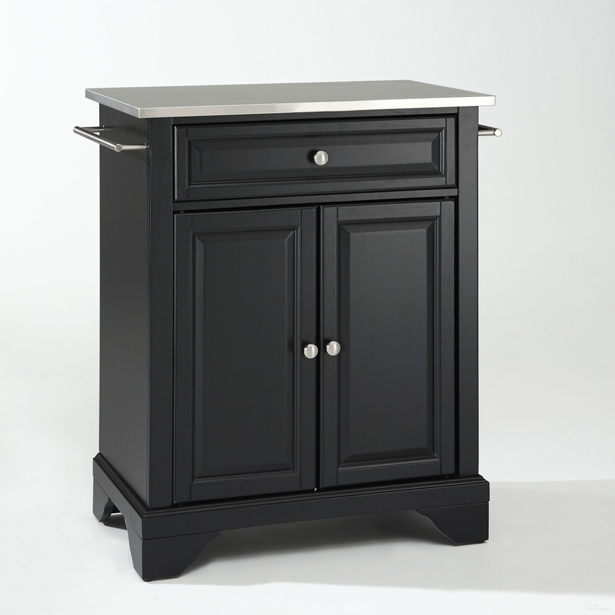 Lafayette Stainless Steel Top Portable Kitchen Island/Cart In Black