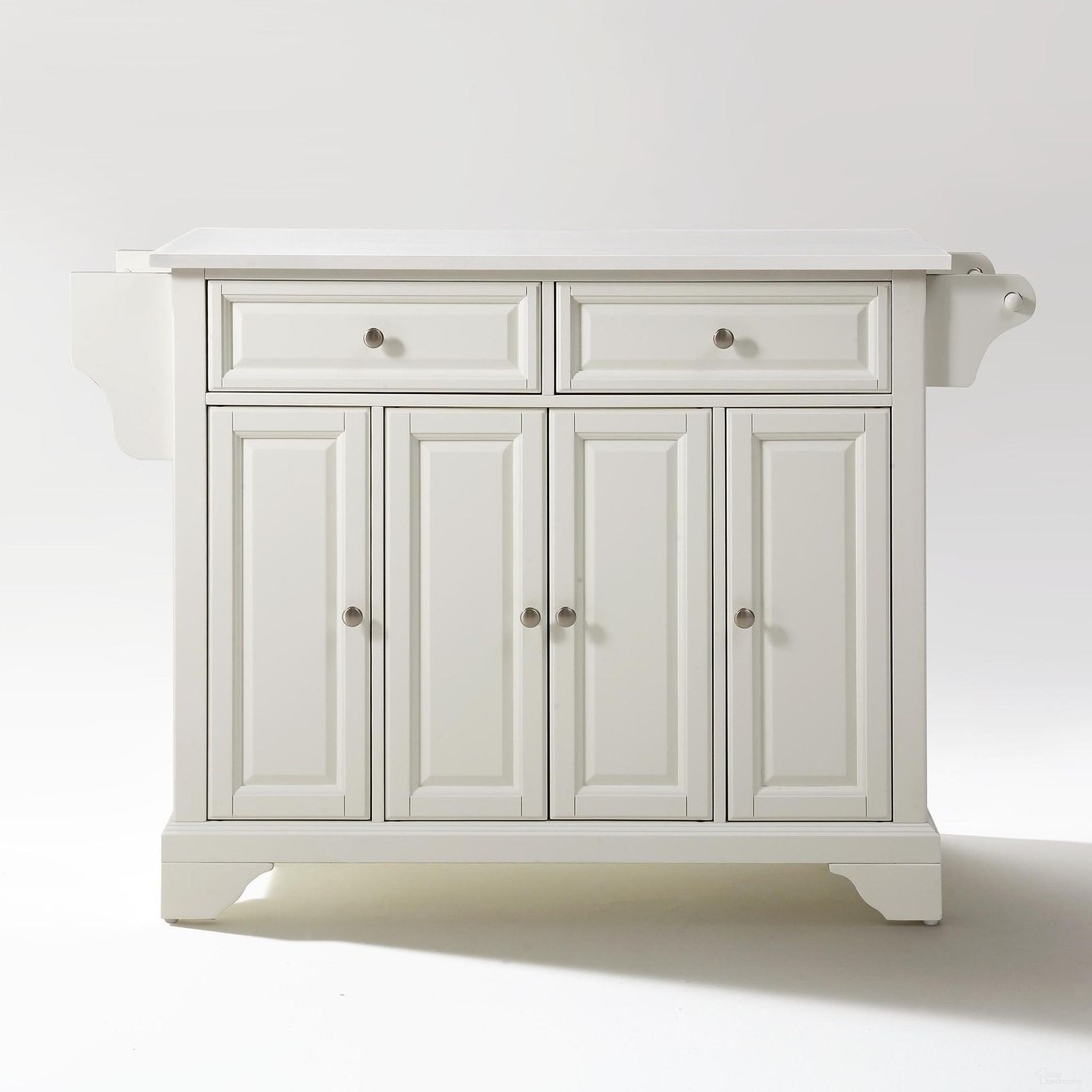 The appearance of Lafayette Stone Top Full Size Kitchen Island/Cart In White designed by Crosley Brands in the traditional interior design. This white piece of furniture was selected by 1StopBedrooms from Lafayette Collection to add a touch of cosiness and style into your home. Sku: CF3001-WH;CF0301-WH;CF0102-WH. Material: Solid Granite.
