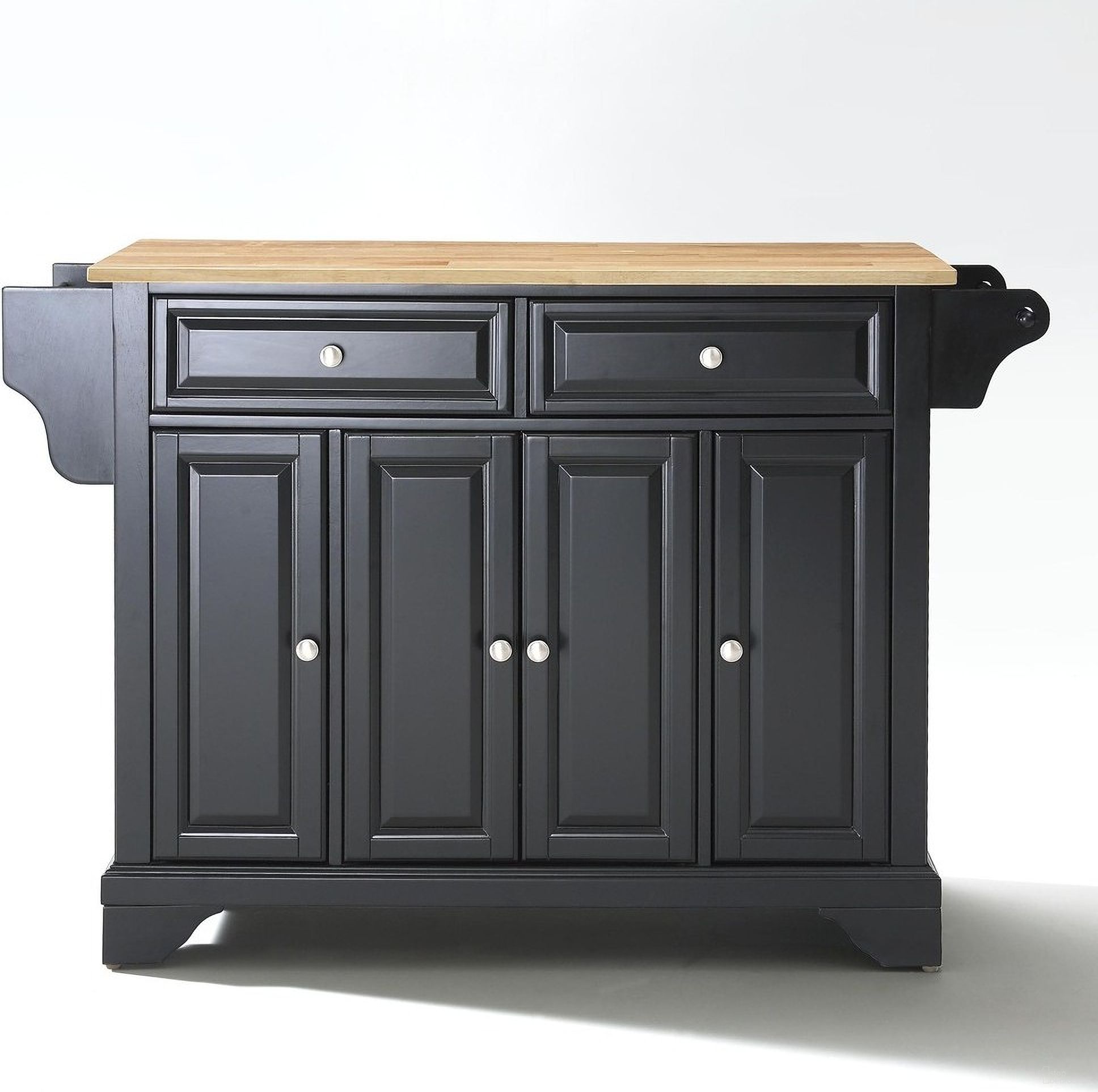 The appearance of Lafayette Wood Top Full Size Kitchen Island/Cart In Black and Natural designed by Crosley Brands in the traditional interior design. This black and natural piece of furniture  was selected by 1StopBedrooms from Lafayette Collection to add a touch of cosiness and style into your home. Sku: CF3001-BK;CF0303-NA;CF0102-BK. Material: Solid Hardwood.
