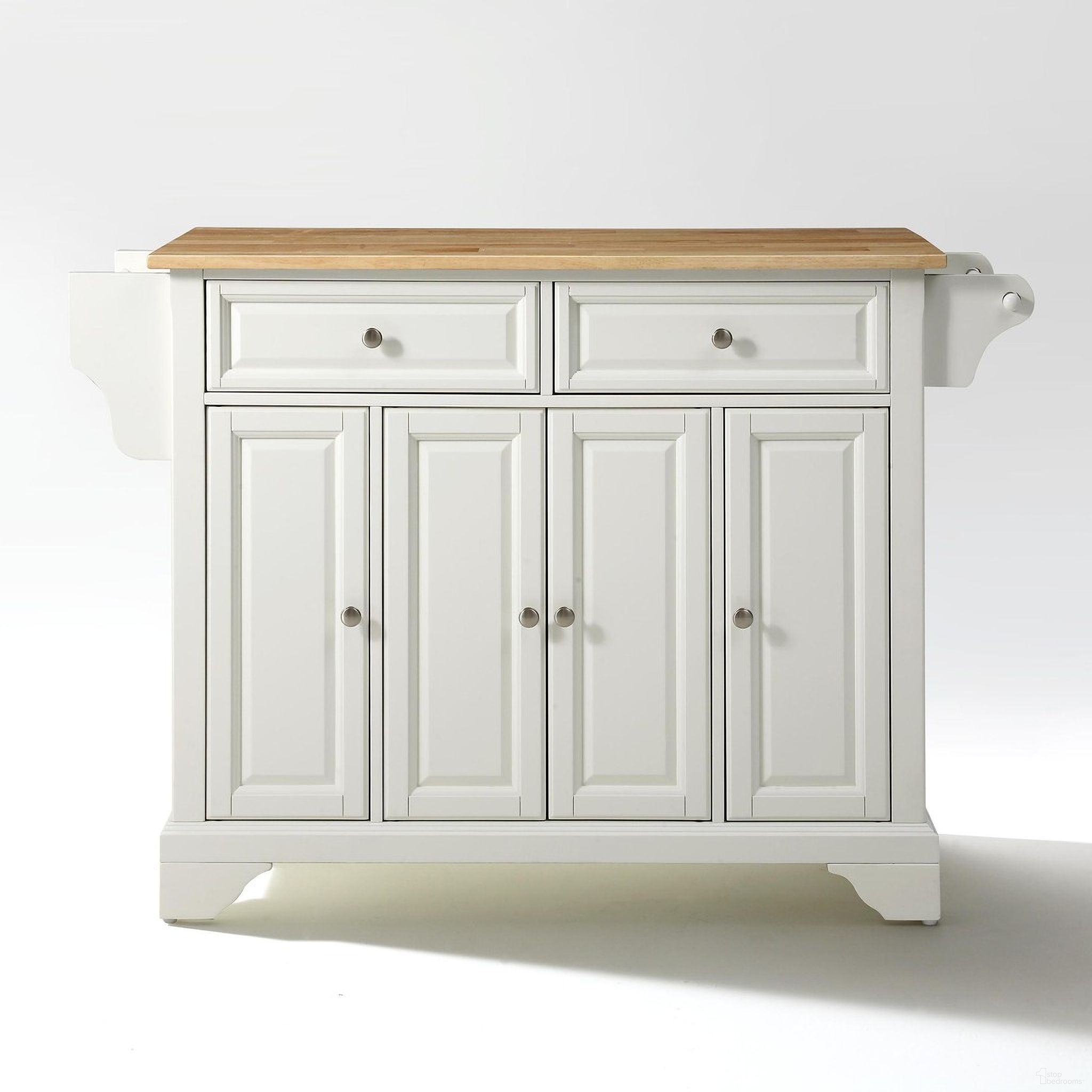 Lafayette Wood Top Full Size Kitchen Island/Cart In White and Natural