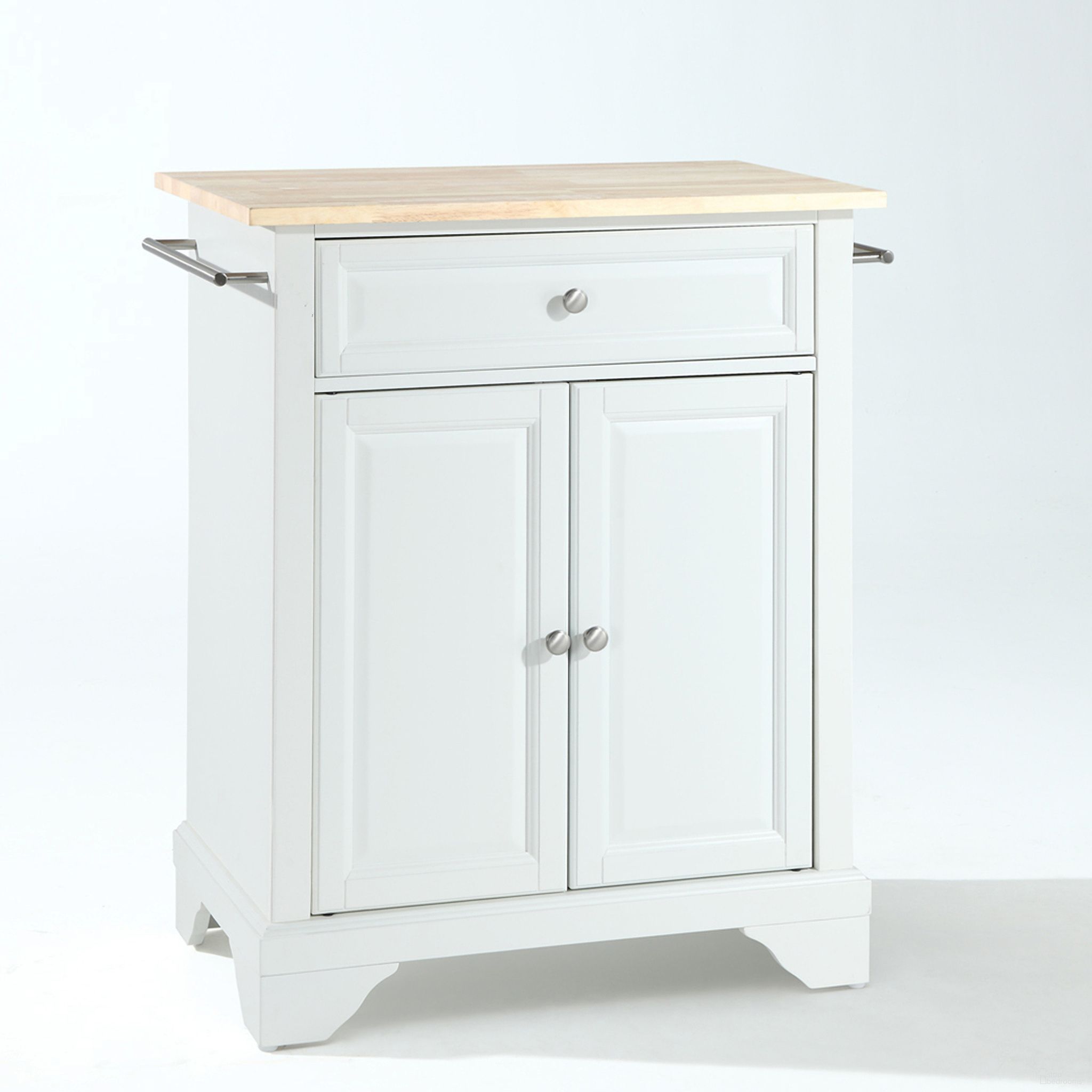 Lafayette Wood Top Portable Kitchen Island/Cart In White and Natural