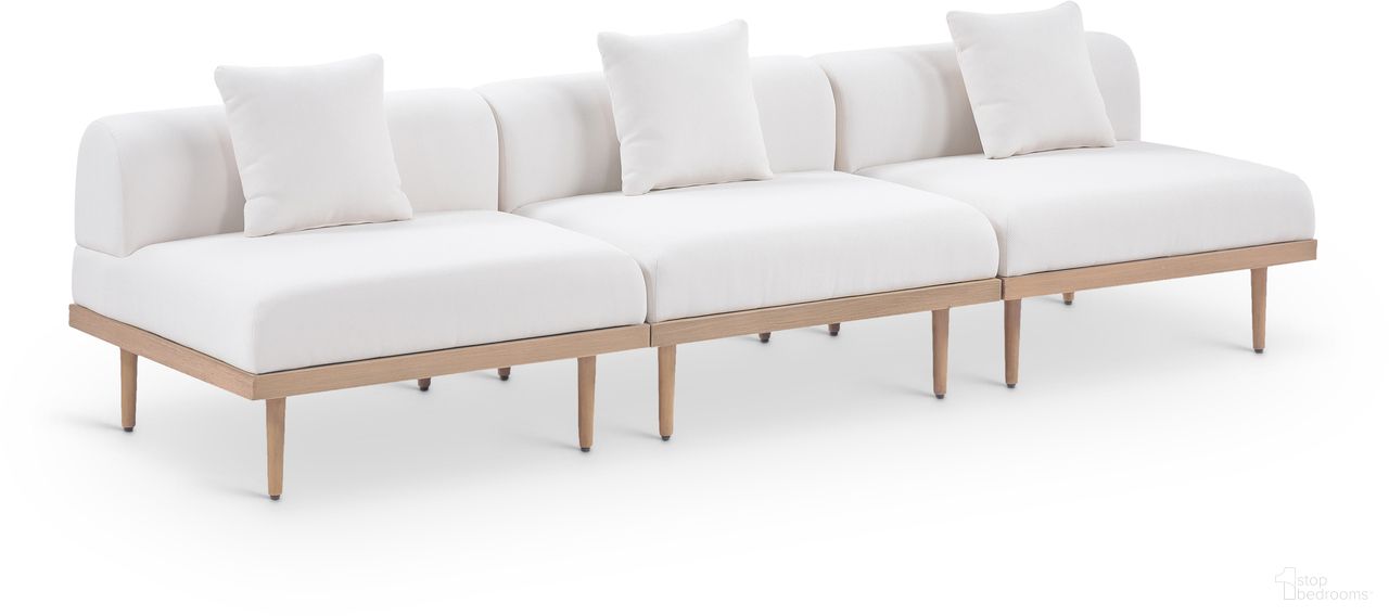 Laguna 106.5 Inch Fabric Upholstered 3 Piece Outdoor Patio Modular Sofa In Cream and Natural