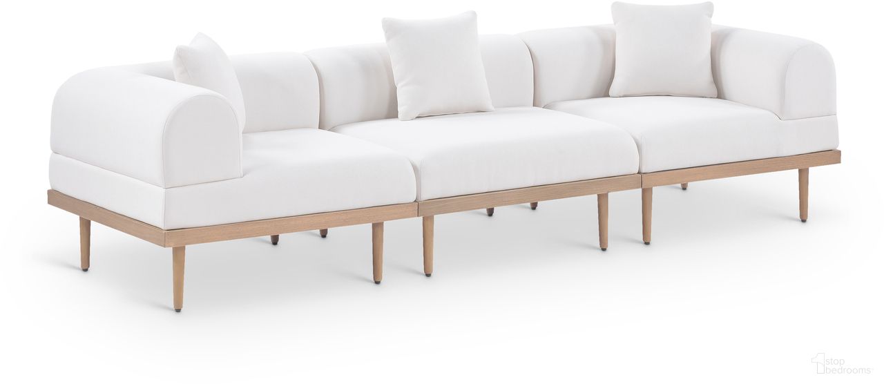 The appearance of Laguna 106.5 Inch Fabric Upholstered 3 Piece Outdoor Patio Modular Sofa In Cream and Natural designed by Meridian in the modern / contemporary interior design. This natural/cream piece of furniture  was selected by 1StopBedrooms from Laguna Collection to add a touch of cosiness and style into your home. Sku: 55036Cream-Armless;55036Cream-Corner;55036Cream-Corner. Material: Olefin.