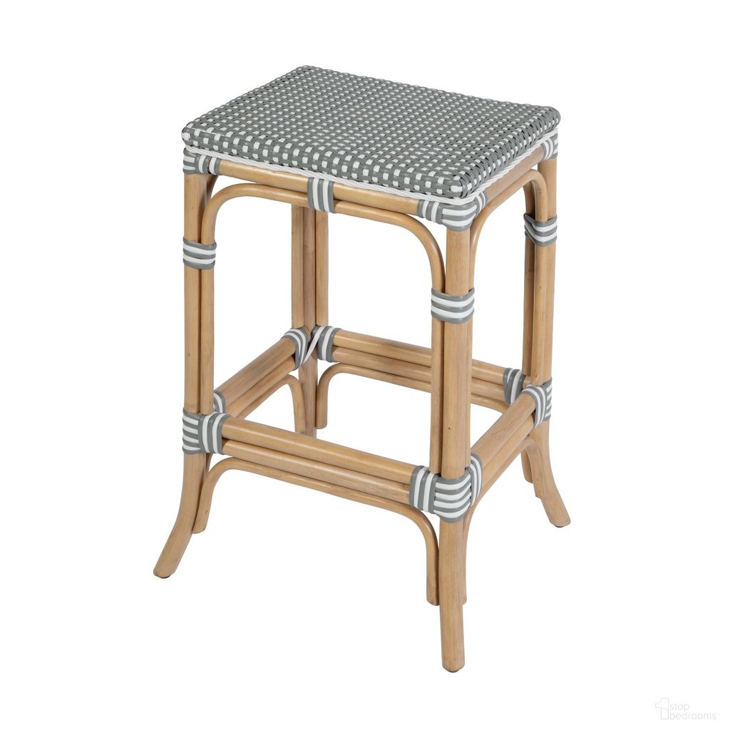 Laguna 24.5" Rectangular Rattan Backless Counter Stool In Gray and White