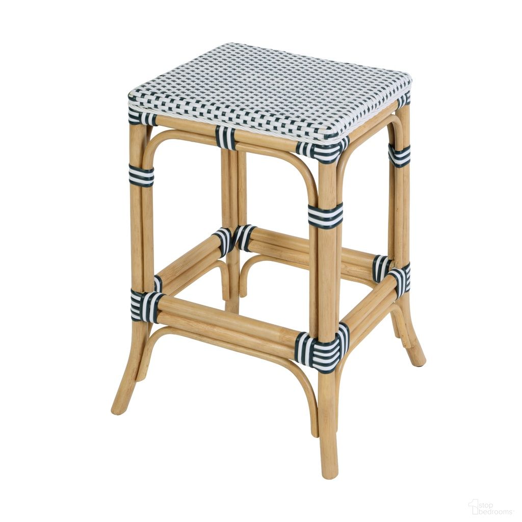 The appearance of Laguna 24.5" Rectangular Rattan Backless Counter Stool In White and Navy designed by Butler Specialty Company in the coastal interior design. This white and navy piece of furniture was selected by 1StopBedrooms from Laguna Collection to add a touch of cosiness and style into your home. Sku: 6287291. Material: Rattan.