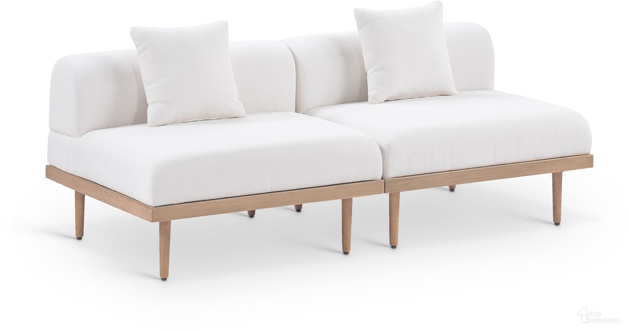 Laguna 71 Inch Fabric Upholstered 2 Piece Outdoor Patio Modular Loveseat In Cream and Natural