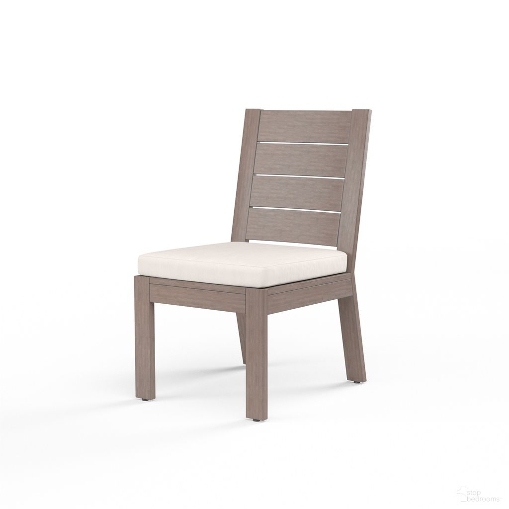 The appearance of Laguna Armless Dining Chair in Canvas Natural designed by Sunset West in the transitional interior design. This canvas natural piece of furniture  was selected by 1StopBedrooms from Laguna Collection to add a touch of cosiness and style into your home. Sku: SW3501-1A-5404. Material: Aluminum.