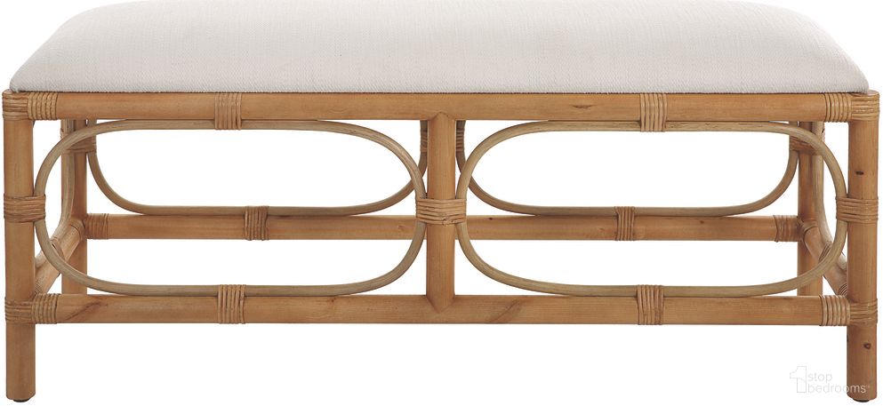 Laguna Fabric Rattan Bench In White