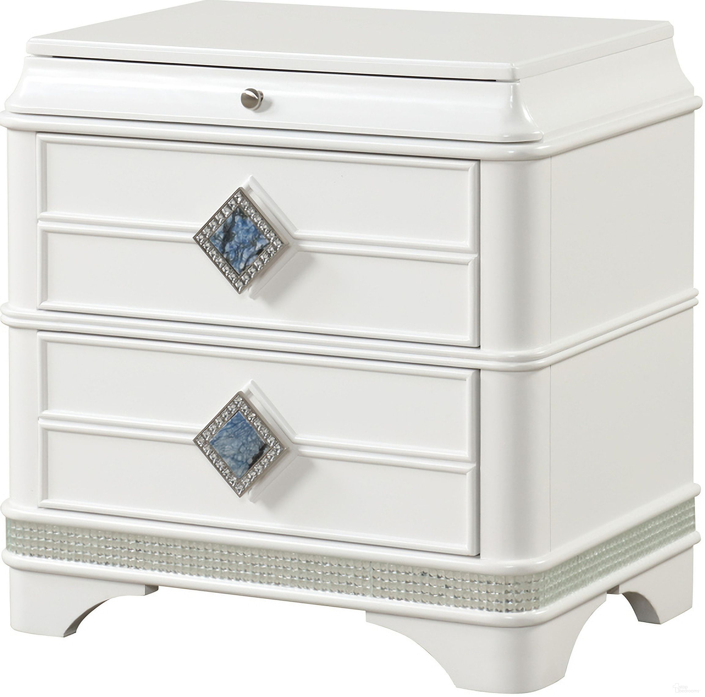 The appearance of Laguna Nightstand In Off White designed by Galaxy Home Furnishings in the modern / contemporary interior design. This off white piece of furniture  was selected by 1StopBedrooms from Laguna Collection to add a touch of cosiness and style into your home. Sku: 601955555074. Material: Solid Wood.