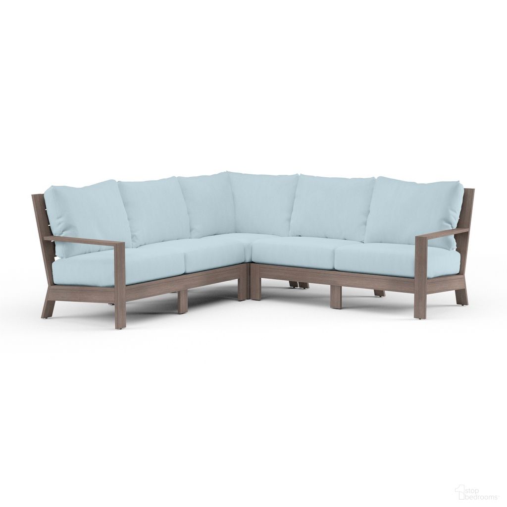 The appearance of Laguna Sectional in Canvas Skyline designed by Sunset West in the transitional interior design. This canvas skyline piece of furniture was selected by 1StopBedrooms from Laguna Collection to add a touch of cosiness and style into your home. Sku: SW3501-SEC-14091. Material: Aluminum.