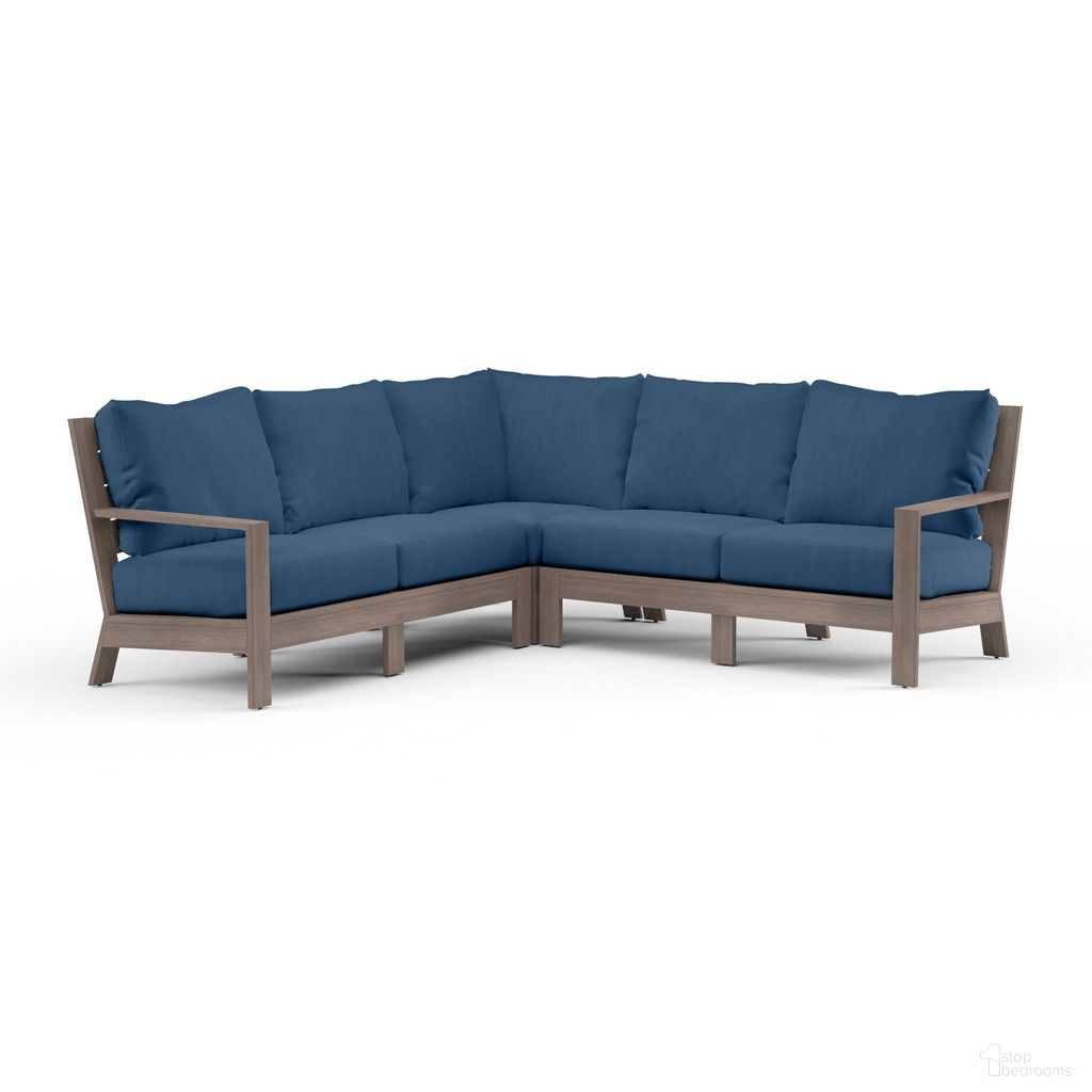 The appearance of Laguna Sectional in Spectrum Indigo designed by Sunset West in the transitional interior design. This spectrum indigo piece of furniture  was selected by 1StopBedrooms from Laguna Collection to add a touch of cosiness and style into your home. Sku: SW3501-SEC-48080. Material: Aluminum.