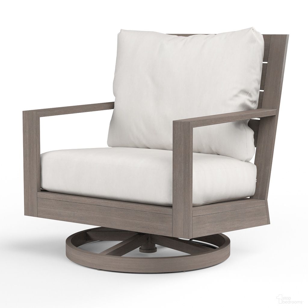 The appearance of Laguna Swivel Club Rocker in Canvas Flax designed by Sunset West in the transitional interior design. This canvas flax piece of furniture  was selected by 1StopBedrooms from Laguna Collection to add a touch of cosiness and style into your home. Sku: SW3501-21SR-FX-STKIT. Material: Aluminum.