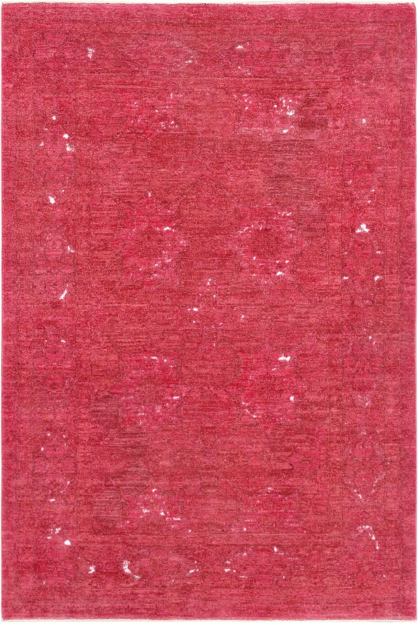 Lahore Collection Hand-Knotted Lamb's Wool Area Rug- 4' x 6' In Magenta
