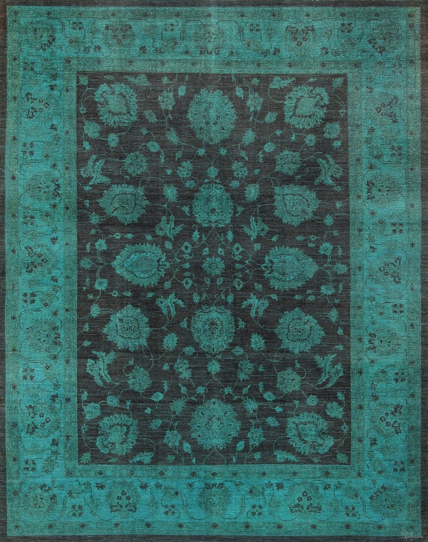 Lahore Collection Hand-Knotted Lamb's Wool Area Rug- 8'10" x 11' 5" In Brown and Green