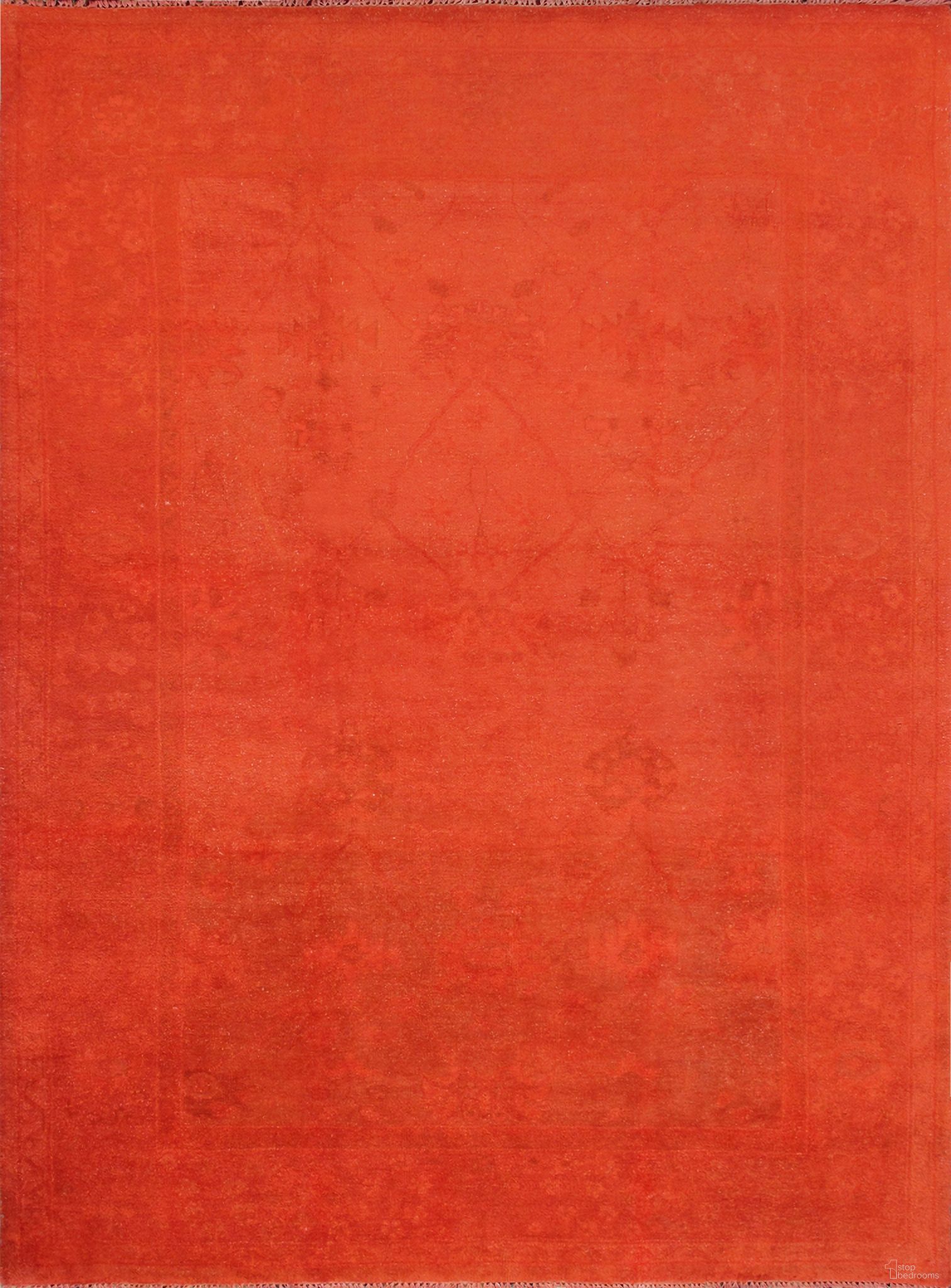 Lahore Collection Hand Knotted Lamb's Wool Area Rug- 8' 5" x 11' 3" In Coral and Cobalt
