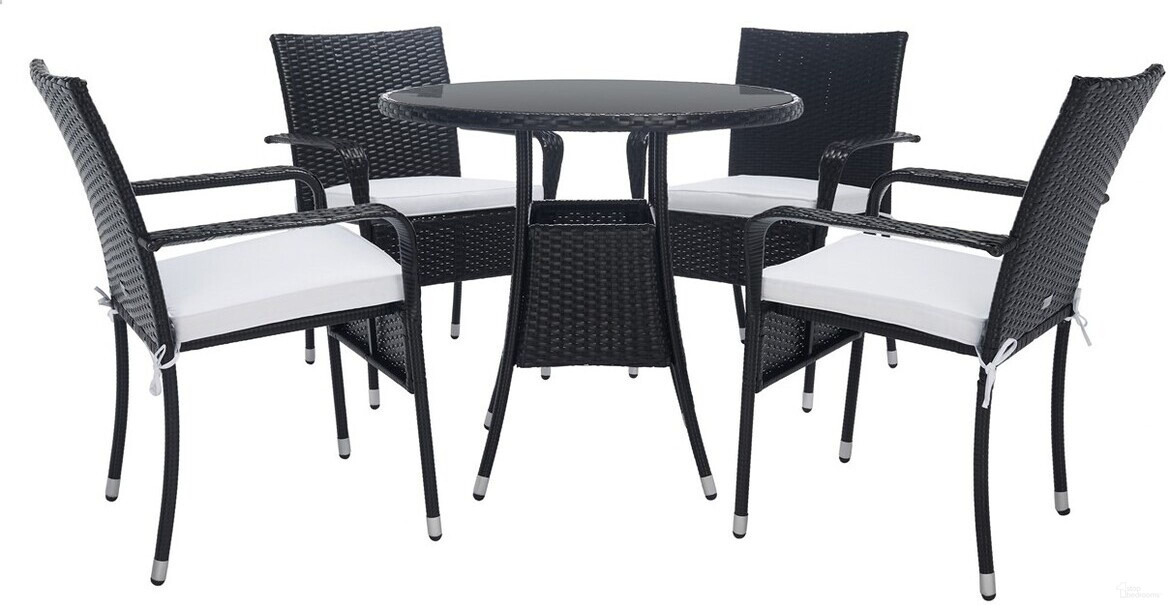 The appearance of Laina Bistro Set in Black and White designed by Safavieh in the modern / contemporary interior design. This black and white piece of furniture  was selected by 1StopBedrooms from Laina Collection to add a touch of cosiness and style into your home. Sku: PAT7703A-2BX. Material: Steel.