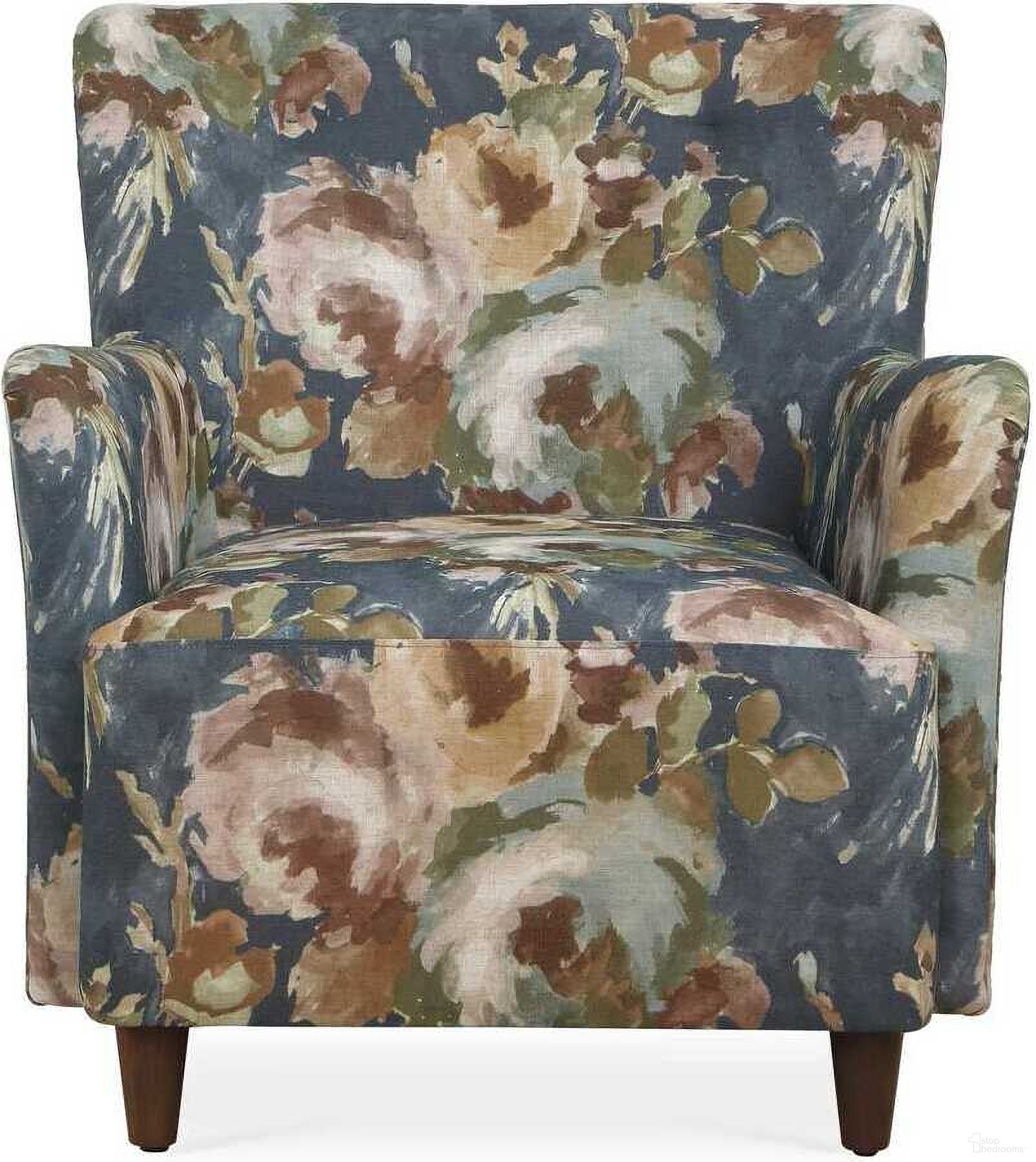 Lainey Floral Upholstered Armchair In Blue