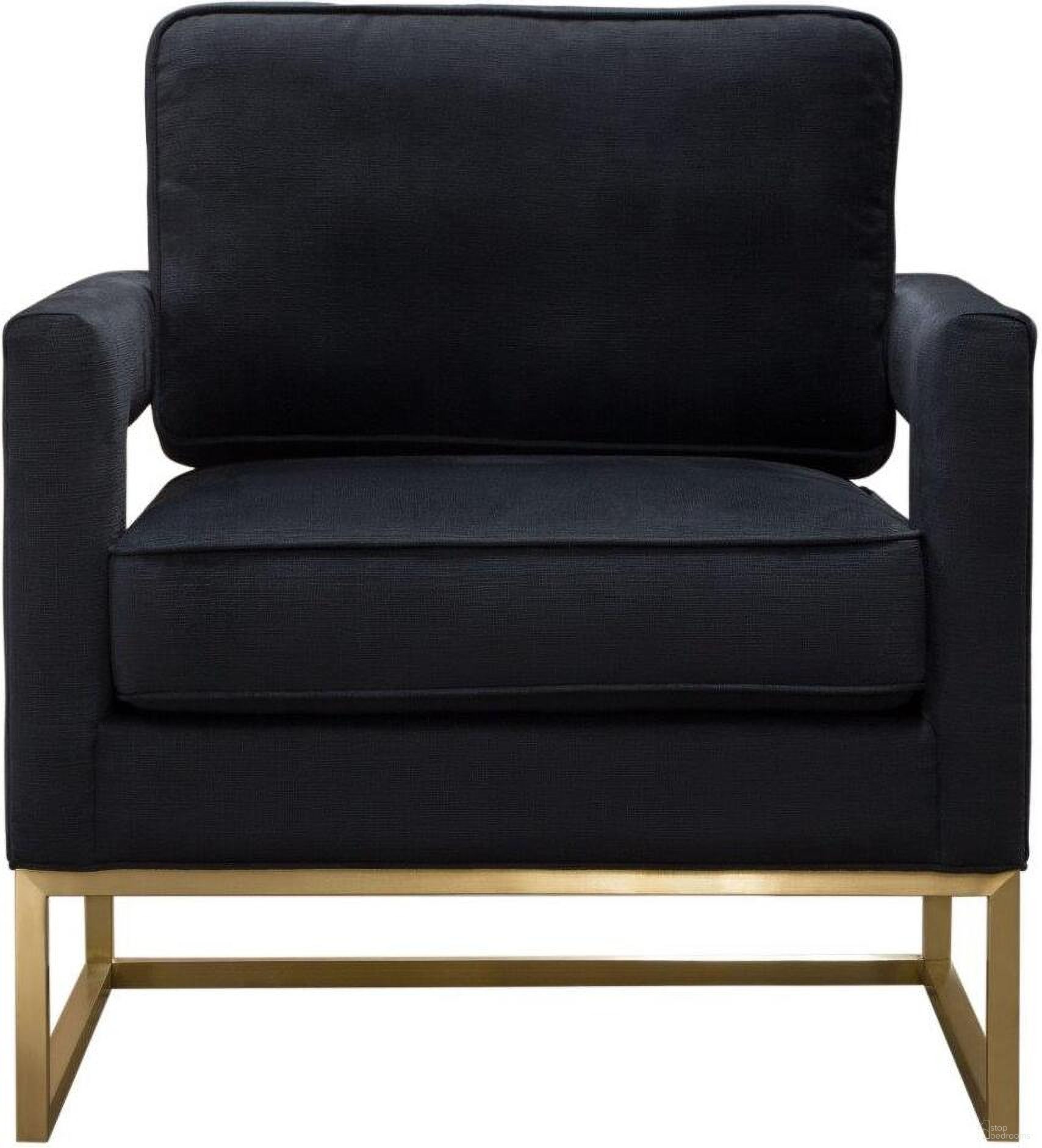Lake Accent Chair In Black Performance Fabric With Brushed Gold Metal Base