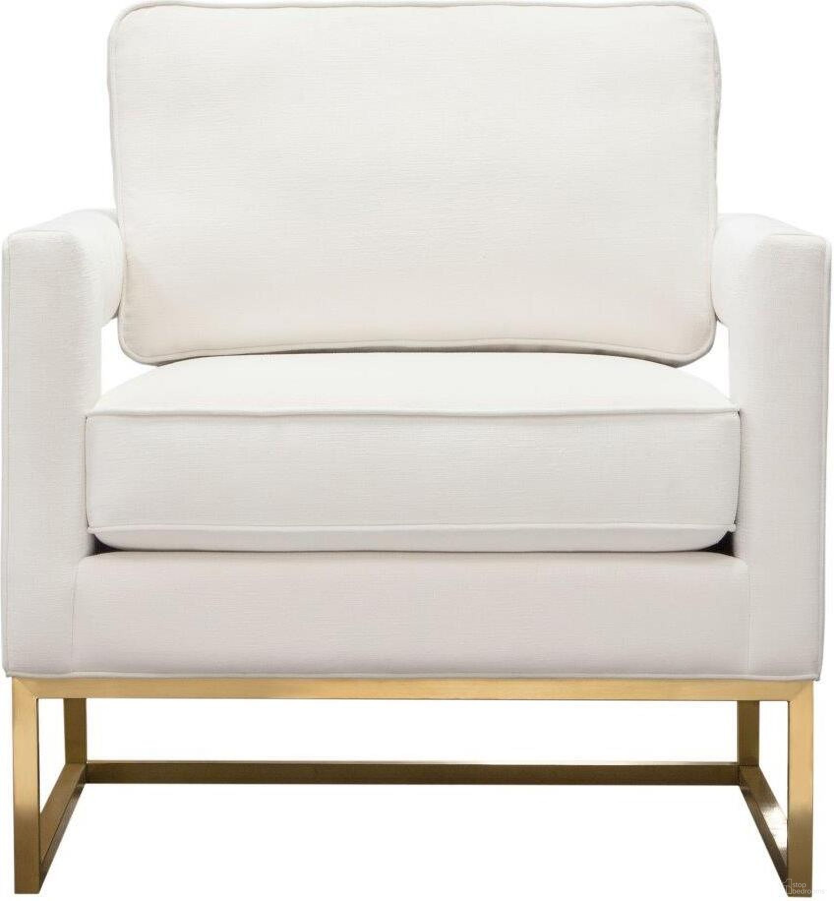 The appearance of Lake Accent Chair In White Performance Fabric With Brushed Gold Metal Base designed by Diamond Sofa in the modern / contemporary interior design. This white piece of furniture was selected by 1StopBedrooms from Lake Collection to add a touch of cosiness and style into your home. Sku: LAKECHWH. Material: Performance Fabric.