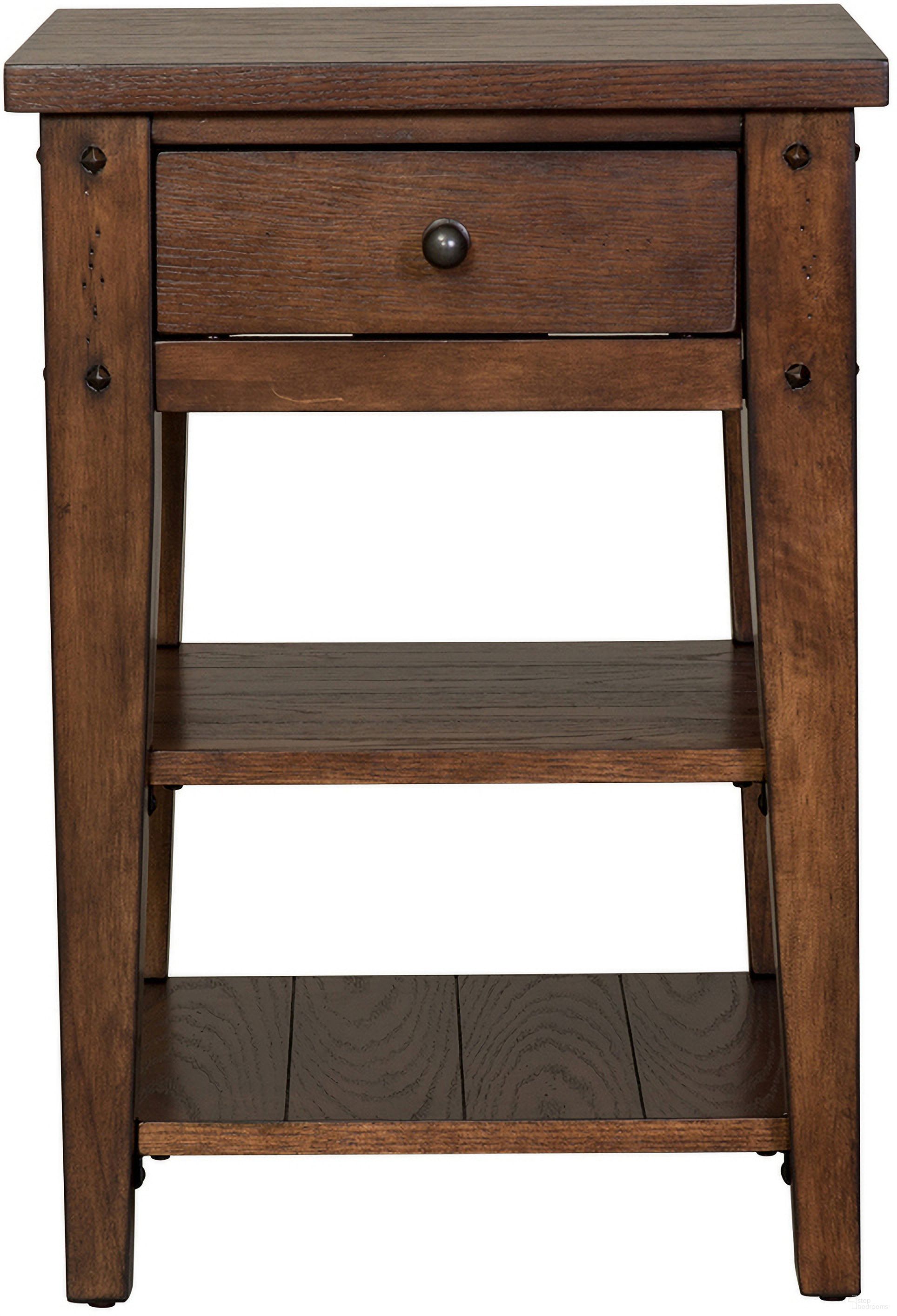 The appearance of Lake House Brown Chair Side Table designed by Liberty in the traditional interior design. This brown piece of furniture  was selected by 1StopBedrooms from Lake House Collection to add a touch of cosiness and style into your home. Sku: 210-OT1021. Material: Wood.