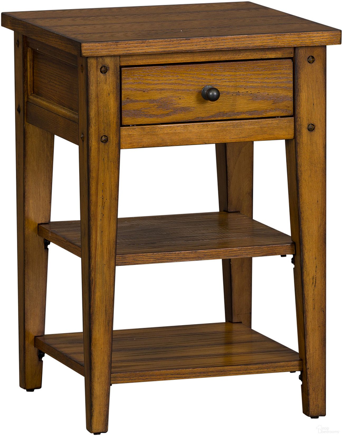 The appearance of Lake House Chair Side Table designed by Liberty in the transitional interior design. This oak piece of furniture  was selected by 1StopBedrooms from Lake House Collection to add a touch of cosiness and style into your home. Sku: 110-OT1021. Material: Wood.