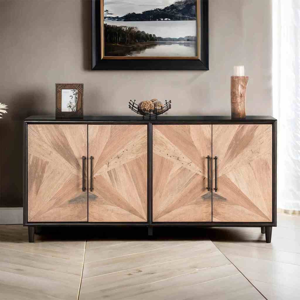 The appearance of Lakeside Cabinet In Black and Natural designed by Furniture of America in the modern / contemporary interior design. This black and natural piece of furniture was selected by 1StopBedrooms from Lakeside Collection to add a touch of cosiness and style into your home. Sku: FM39003BK-SV. Material: Solid Rubberwood.
