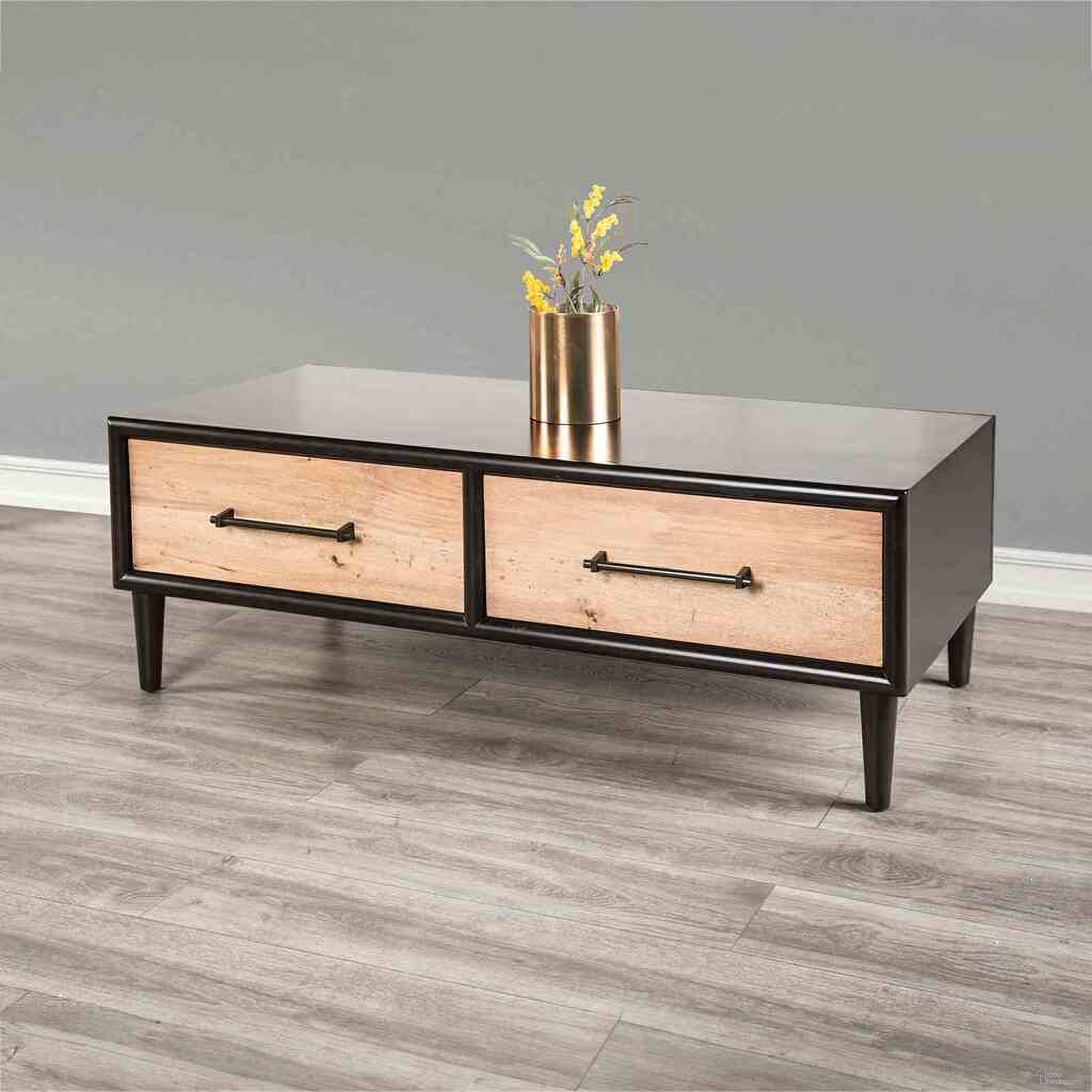 The appearance of Lakeside Cocktail Table In Black and Natural designed by Furniture of America in the modern / contemporary interior design. This black and natural piece of furniture  was selected by 1StopBedrooms from Lakeside Collection to add a touch of cosiness and style into your home. Sku: FM49003BK-C. Material: Solid Rubberwood.