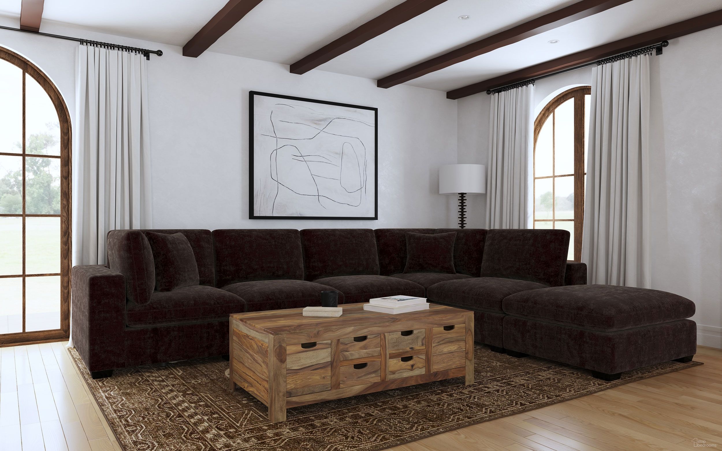 Lakeview 6-piece Upholstered Modular Sectional Sofa Dark Chocolate