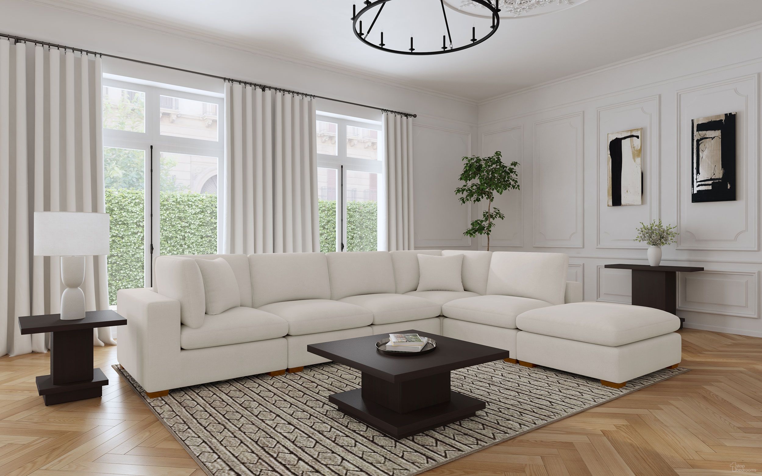 The appearance of Lakeview 6-piece Upholstered Modular Sectional Sofa Ivory designed by Coaster in the transitional interior design. This ivory piece of furniture was selected by 1StopBedrooms from Lakeview Collection to add a touch of cosiness and style into your home. Sku: 551461;551461;551461;551462;551462;551463. Material: Upholstered.