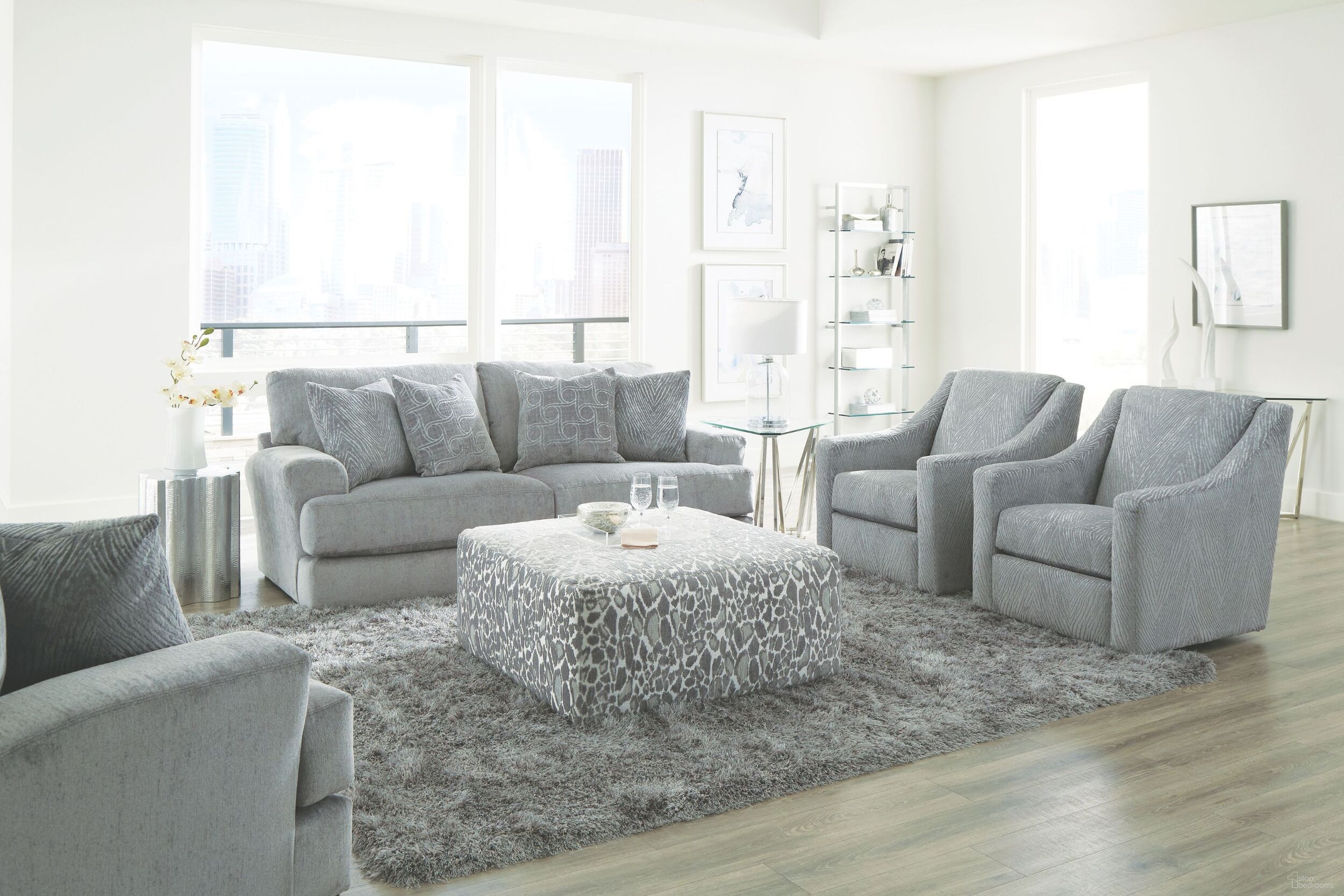 The appearance of Lamar Shark 90 Inch Living Room Set designed by Jackson in the transitional interior design. This gray piece of furniture was selected by 1StopBedrooms from Lamar Collection to add a touch of cosiness and style into your home. Sku: 409803172428226728;409802172428226728. Material: Polyester.