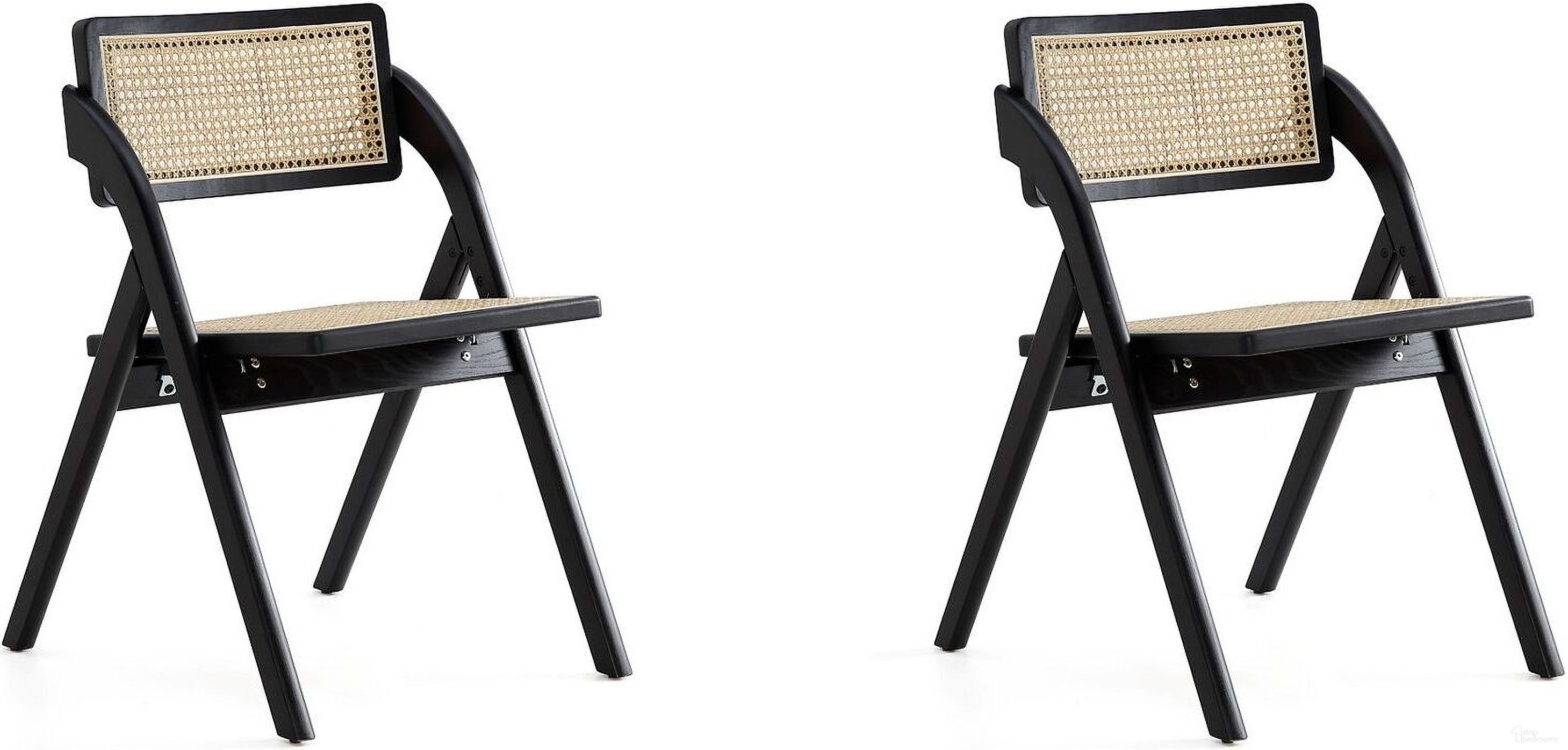 The appearance of Lambinet Folding Dining Chair In Black And Natural Cane Set of 2 designed by Manhattan Comfort in the industrial interior design. This black and natural piece of furniture  was selected by 1StopBedrooms from Lambinet Collection to add a touch of cosiness and style into your home. Sku: DCCA07-BK. Material: Wood. Chair Type: Side Chair.