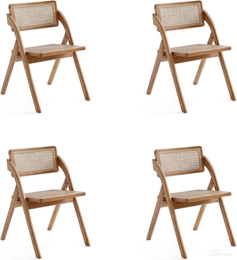 The appearance of Lambinet Folding Dining Chair In Nature CaneSet of 4 designed by Manhattan Comfort in the industrial interior design. This nature piece of furniture  was selected by 1StopBedrooms from Lambinet Collection to add a touch of cosiness and style into your home. Sku: DCCA07-NA;DCCA07-NA. Material: Wood. Chair Type: Side Chair.