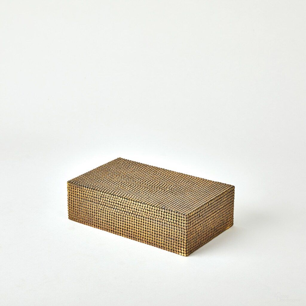 The appearance of Lames Medium Box In Aged Brass designed by Global Views in the modern / contemporary interior design. This aged brass piece of furniture  was selected by 1StopBedrooms from Lames Collection to add a touch of cosiness and style into your home. Sku: 791709. Material: Brass.