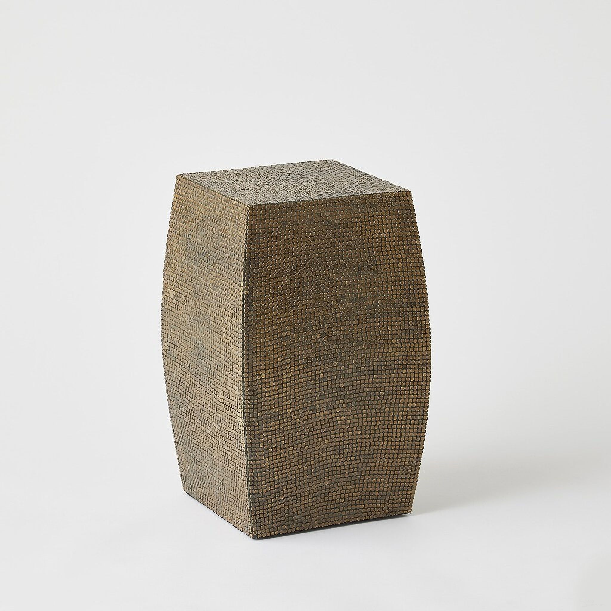 The appearance of Lames Wide Table In Aged Brass designed by Global Views in the modern / contemporary interior design. This aged brass piece of furniture  was selected by 1StopBedrooms from Lames Collection to add a touch of cosiness and style into your home. Sku: 791704. Material: Brass.