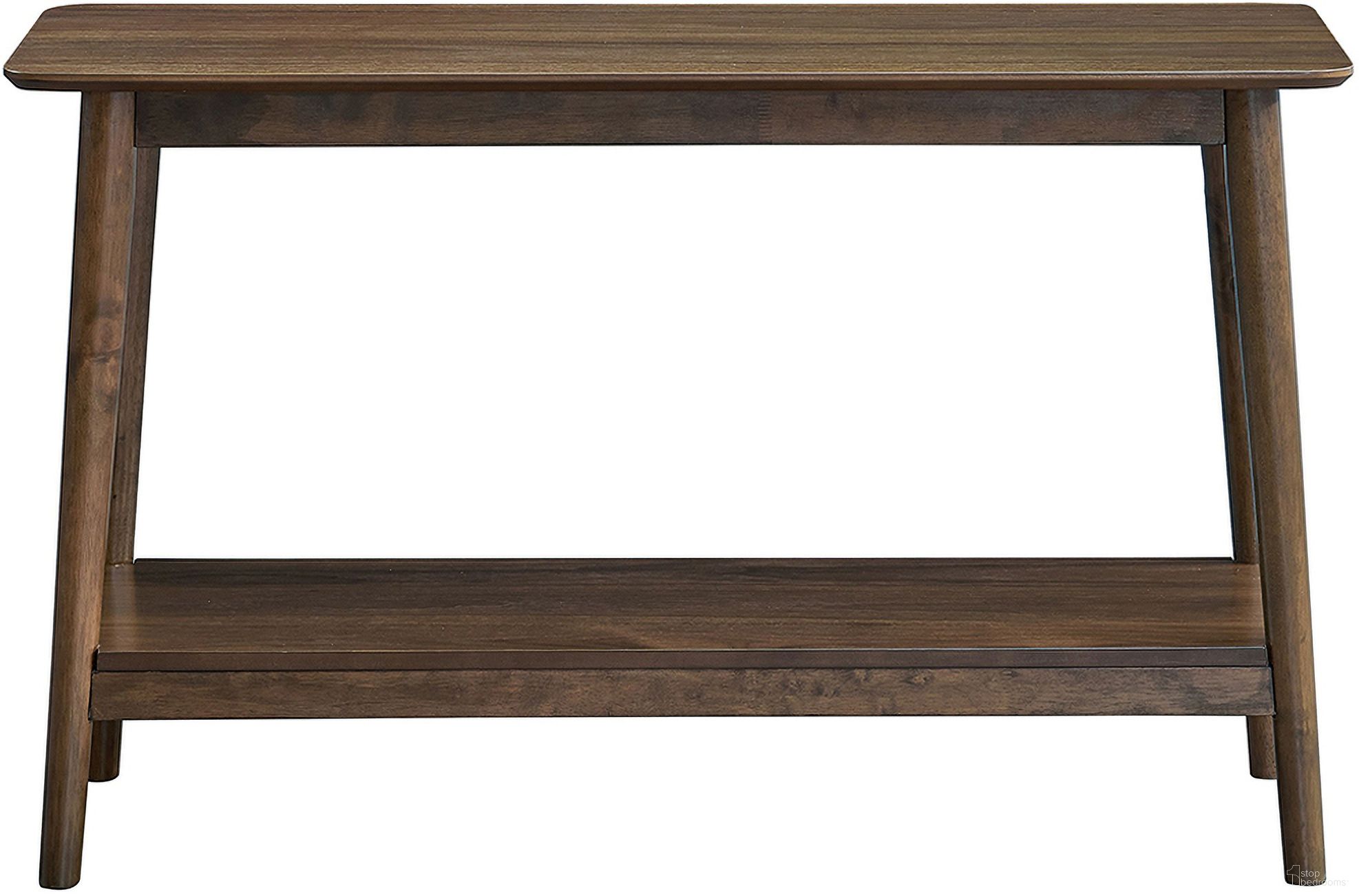 The appearance of Lamonte Sofa Table with Shelf In Walnut designed by ACME in the modern / contemporary interior design. This walnut piece of furniture was selected by 1StopBedrooms from Lamonte Collection to add a touch of cosiness and style into your home. Sku: LV04038. Material: Rubberwood.