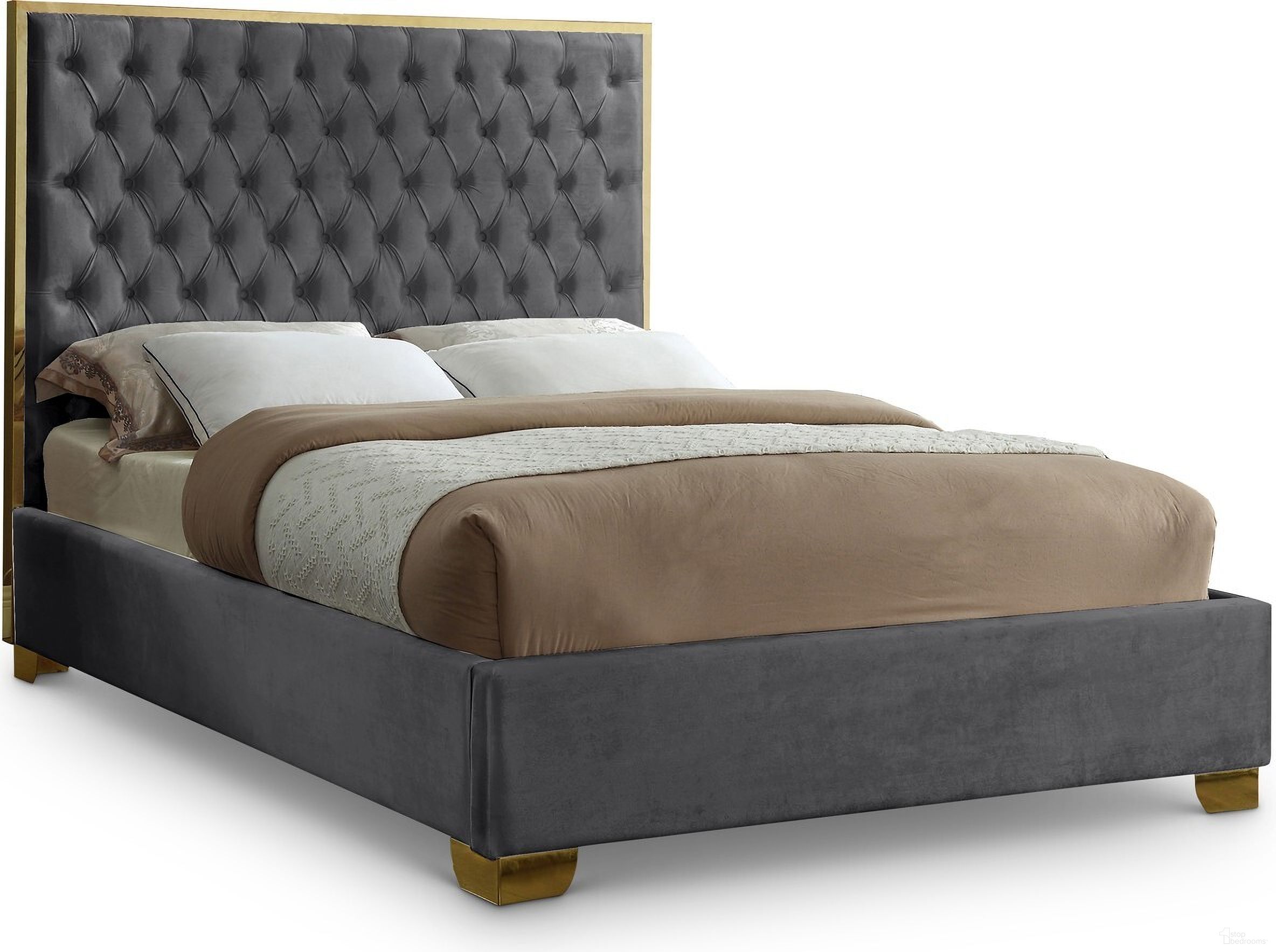 Lana Velvet Full Bed In Grey