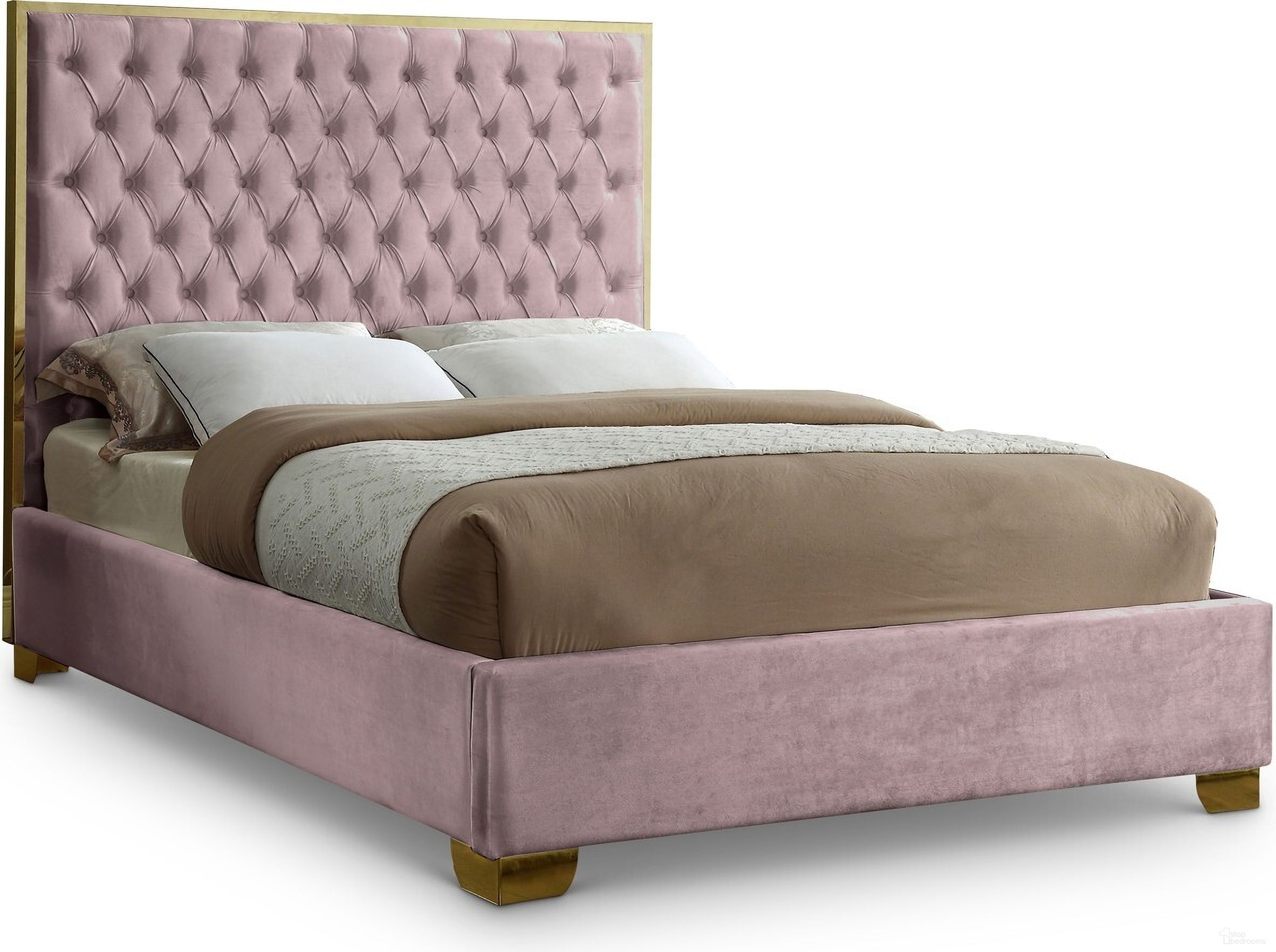 The appearance of Lana Velvet Full Bed In Pink designed by Meridian in the modern / contemporary interior design. This pink piece of furniture was selected by 1StopBedrooms from Lana Collection to add a touch of cosiness and style into your home. Sku: LanaPink-F Box 1/2 (HB/Slats);LanaPink-F Box 2/2 (FB/Rails/Metal Bar/Hardware/Legs). Bed Type: Panel Bed. Bed Size: Full. Material: Velvet.