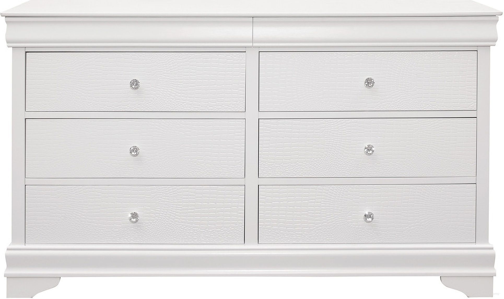 The appearance of Lana White Dresser designed by Homelegance in the transitional interior design. This white piece of furniture  was selected by 1StopBedrooms from Lana Collection to add a touch of cosiness and style into your home. Sku: 1556W-5. Material: Wood.