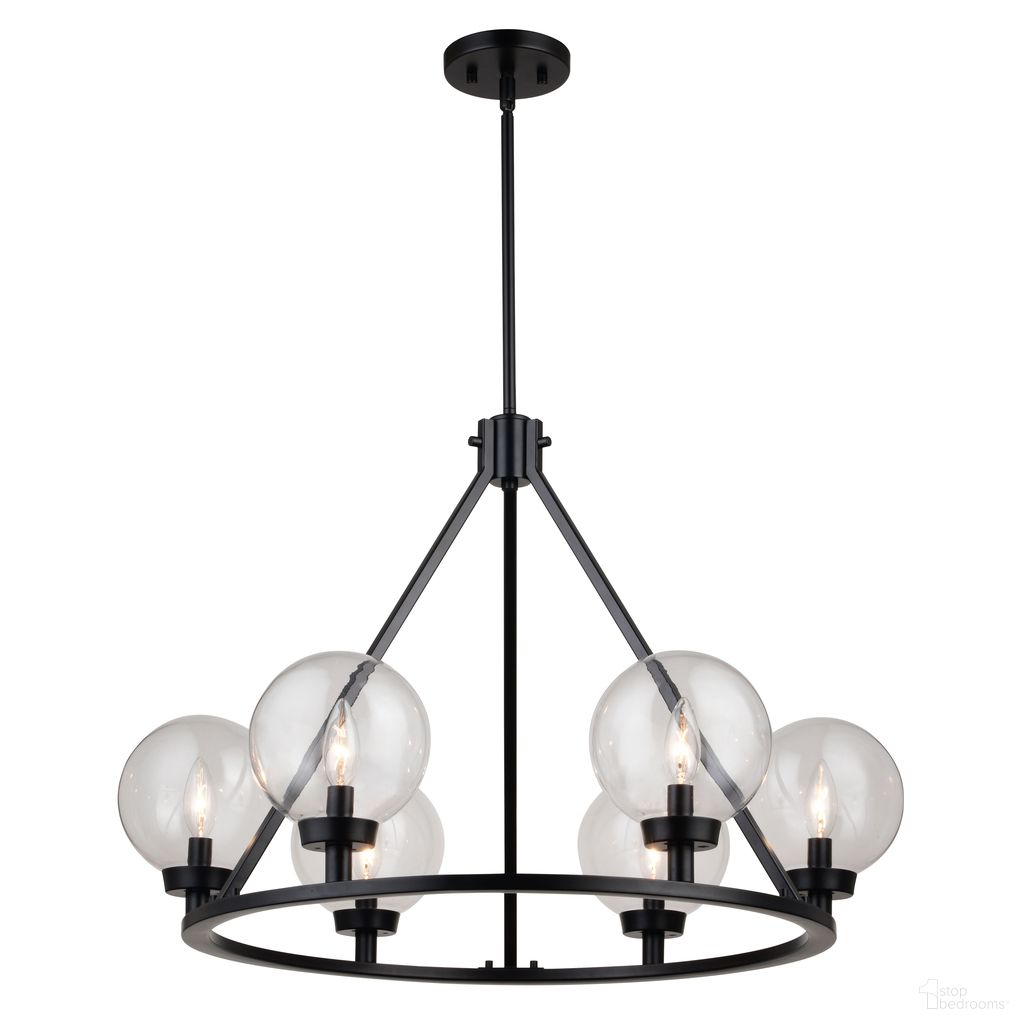 The appearance of Lander 28.25 Inch 6 Light Chandelier In Matte Black designed by Vaxcel in the transitional interior design. This matte black piece of furniture was selected by 1StopBedrooms from Lander Collection to add a touch of cosiness and style into your home. Sku: H0277. Material: Steel.