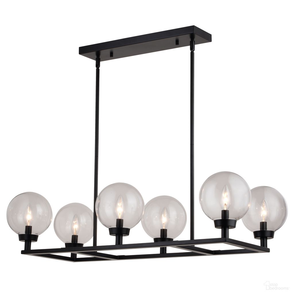 The appearance of Lander 35 Inch 6 Light Linear Chandelier In Matte Black designed by Vaxcel in the transitional interior design. This matte black piece of furniture was selected by 1StopBedrooms from Lander Collection to add a touch of cosiness and style into your home. Sku: H0278. Material: Steel.