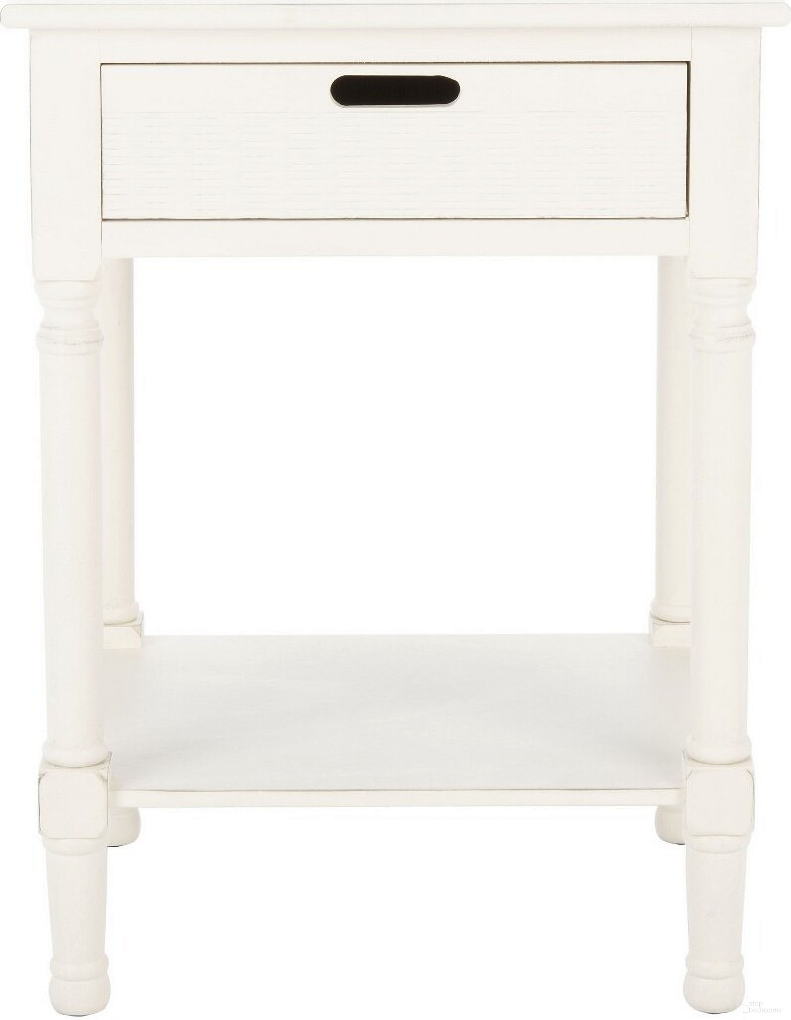 The appearance of Landers 1 Drawer Accent Table in Distressed White designed by Safavieh in the modern / contemporary interior design. This distressed white piece of furniture was selected by 1StopBedrooms from Landers Collection to add a touch of cosiness and style into your home. Sku: ACC5708A. Material: Wood.