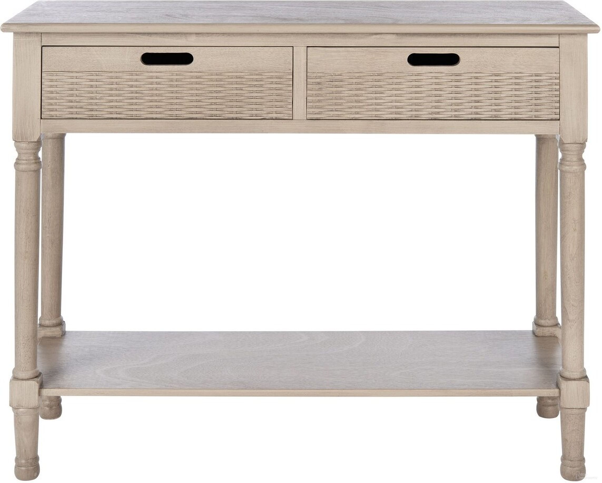 The appearance of Landers 2 Drawer Console in Greige designed by Safavieh in the modern / contemporary interior design. This greige piece of furniture  was selected by 1StopBedrooms from Landers Collection to add a touch of cosiness and style into your home. Sku: CNS5710D. Material: Wood.