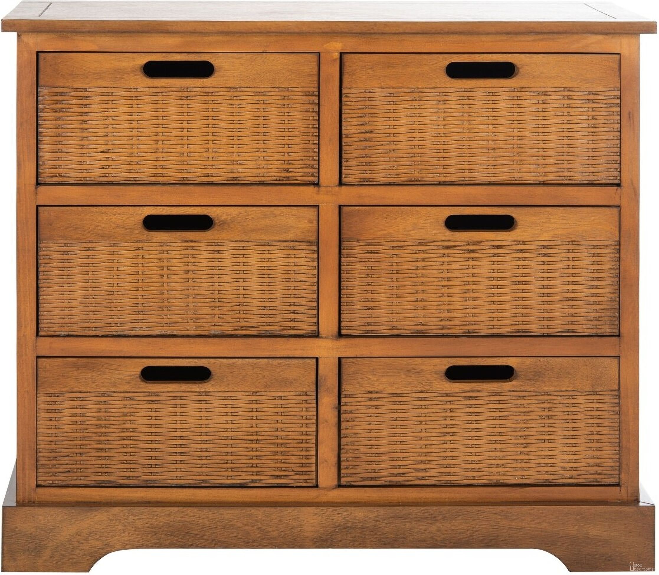 The appearance of Landers 6 Drawer Storage Unit in Honey Brown designed by Safavieh in the modern / contemporary interior design. This honey brown piece of furniture  was selected by 1StopBedrooms from Landers Collection to add a touch of cosiness and style into your home. Sku: STG5700C. Material: Wood.