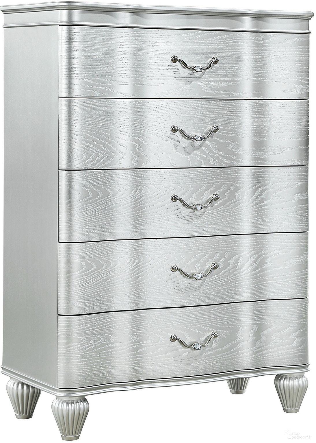 The appearance of Landmark Chest In Silver designed by Galaxy Home Furnishings in the modern / contemporary interior design. This silver piece of furniture was selected by 1StopBedrooms from Landmark Collection to add a touch of cosiness and style into your home. Sku: 601955554572. Material: Solid Wood.