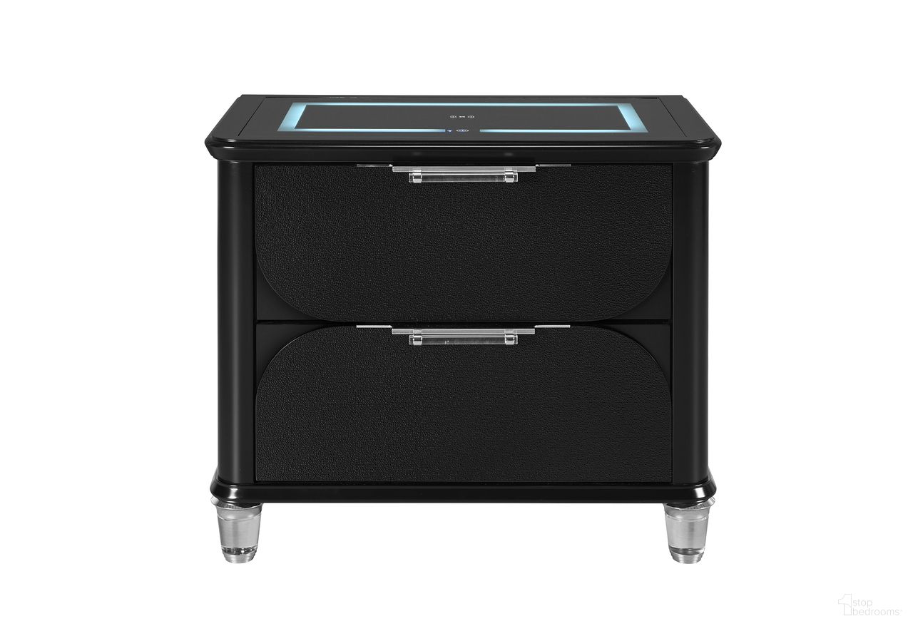 The appearance of Lando Nightstand with Speaker and Wireless Charging Platform In Black designed by Global Furniture USA in the modern / contemporary interior design. This black piece of furniture was selected by 1StopBedrooms from Lando Collection to add a touch of cosiness and style into your home. Sku: LANDO-BLACK-NS W/SPKR & WC. Material: MDF.