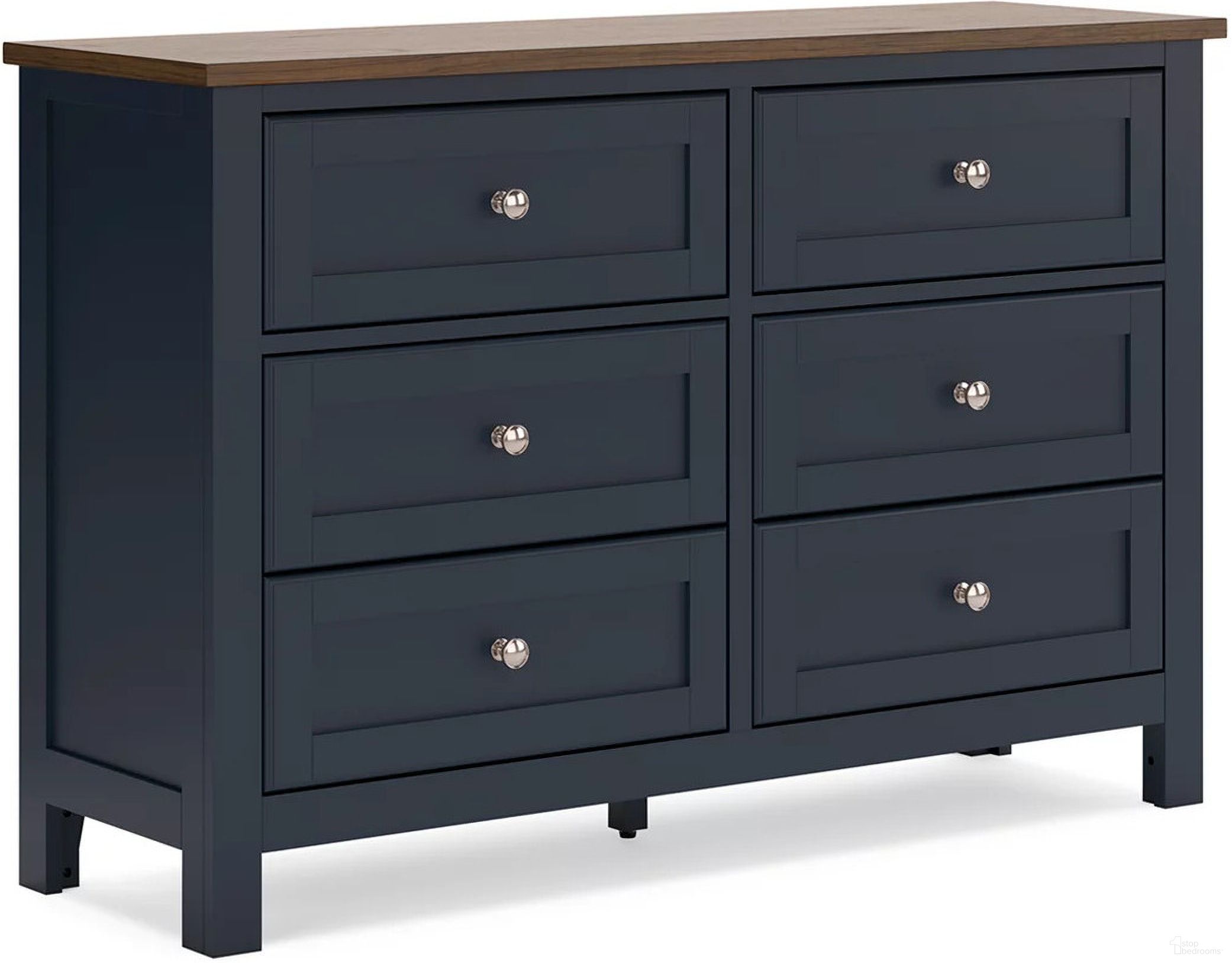The appearance of Landocken Dresser In Brown/Blue designed by Signature Design by Ashley in the transitional interior design. This brown/blue piece of furniture was selected by 1StopBedrooms from Landocken Collection to add a touch of cosiness and style into your home. Sku: B414-21. Material: Wood.