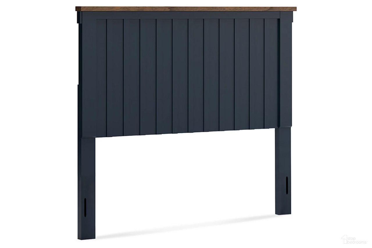 The appearance of Landocken Full Panel Headboard In Brown and Blue designed by Signature Design by Ashley in the transitional interior design. This brown/blue piece of furniture  was selected by 1StopBedrooms from Landocken Collection to add a touch of cosiness and style into your home. Sku: B414-87. Material: Wood. Bed Size: Full.